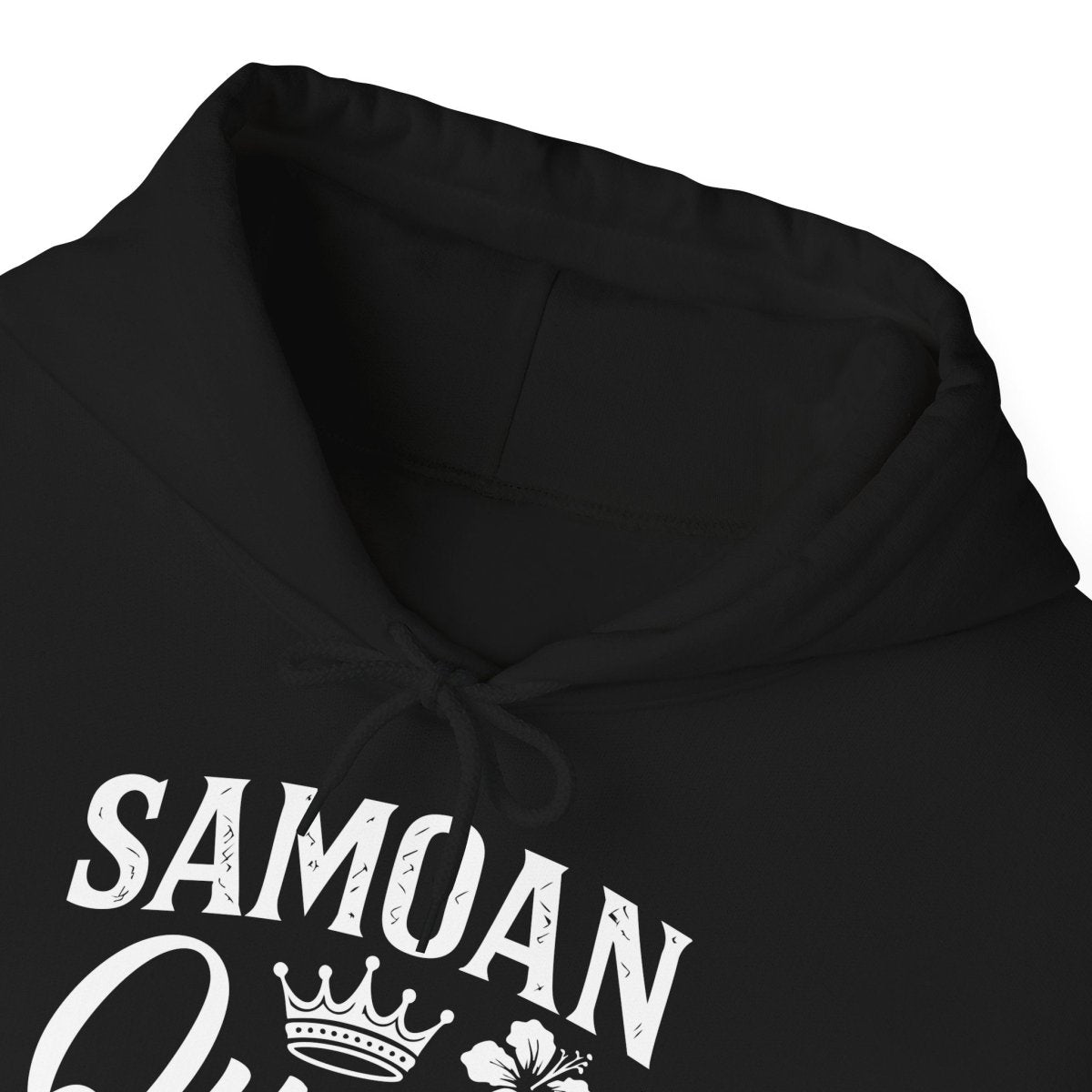 Dark heather IslandHeavy™ hoodie in plus sizes, featuring a Samoan Queen design for AU/NZ customers.