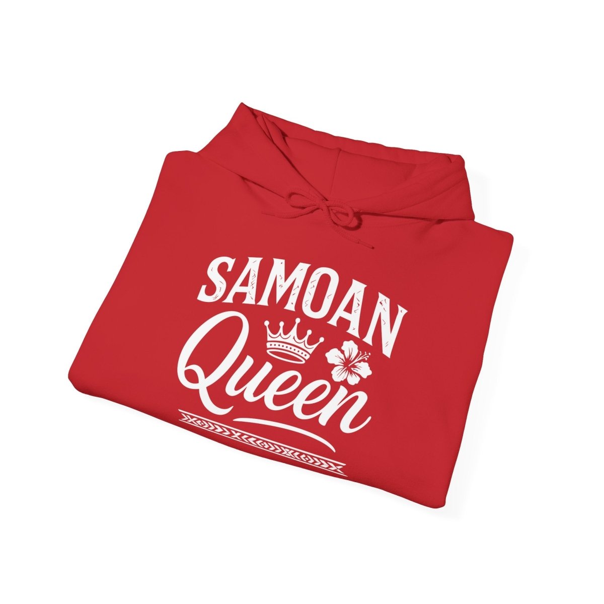 Dark heather IslandHeavy™ hoodie in 2XL-5XL with Samoan Queen design, featuring bold print on the front, casual fit, and cozy fabric.