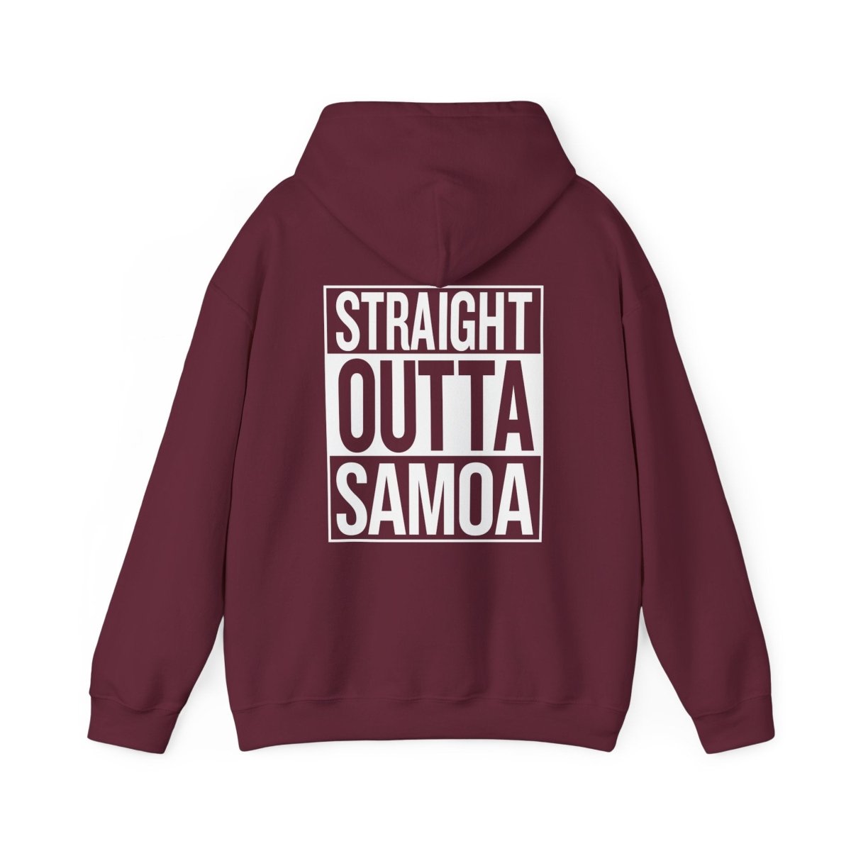 Dark heather IslandHeavy™ hoodie in plus 2XL-5XL, featuring a "Straight Outta AU/NZ" print on the front.