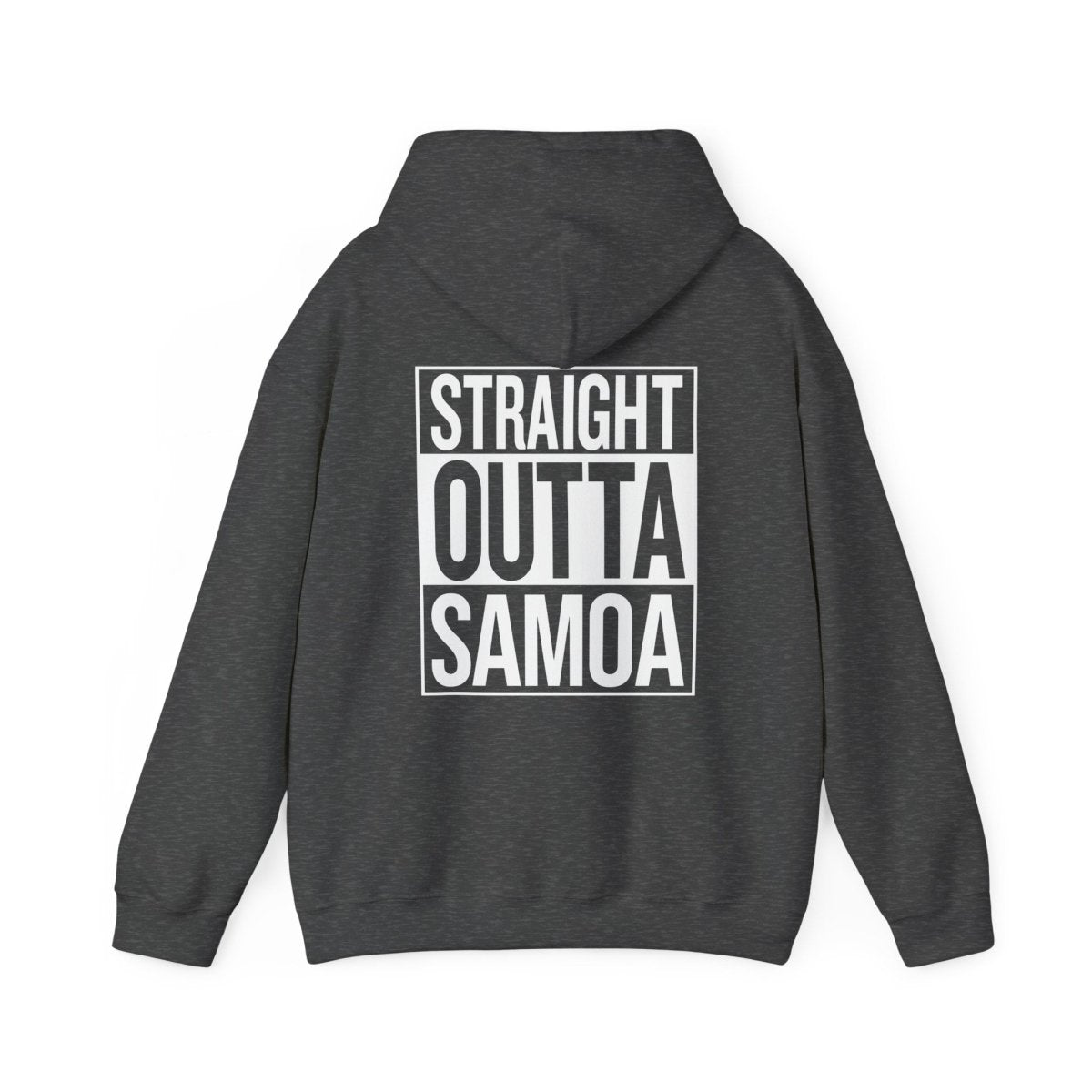 Dark heather IslandHeavy™ hoodie in plus sizes 2XL-5XL, featuring a "Straight Outta AU/NZ" graphic design.