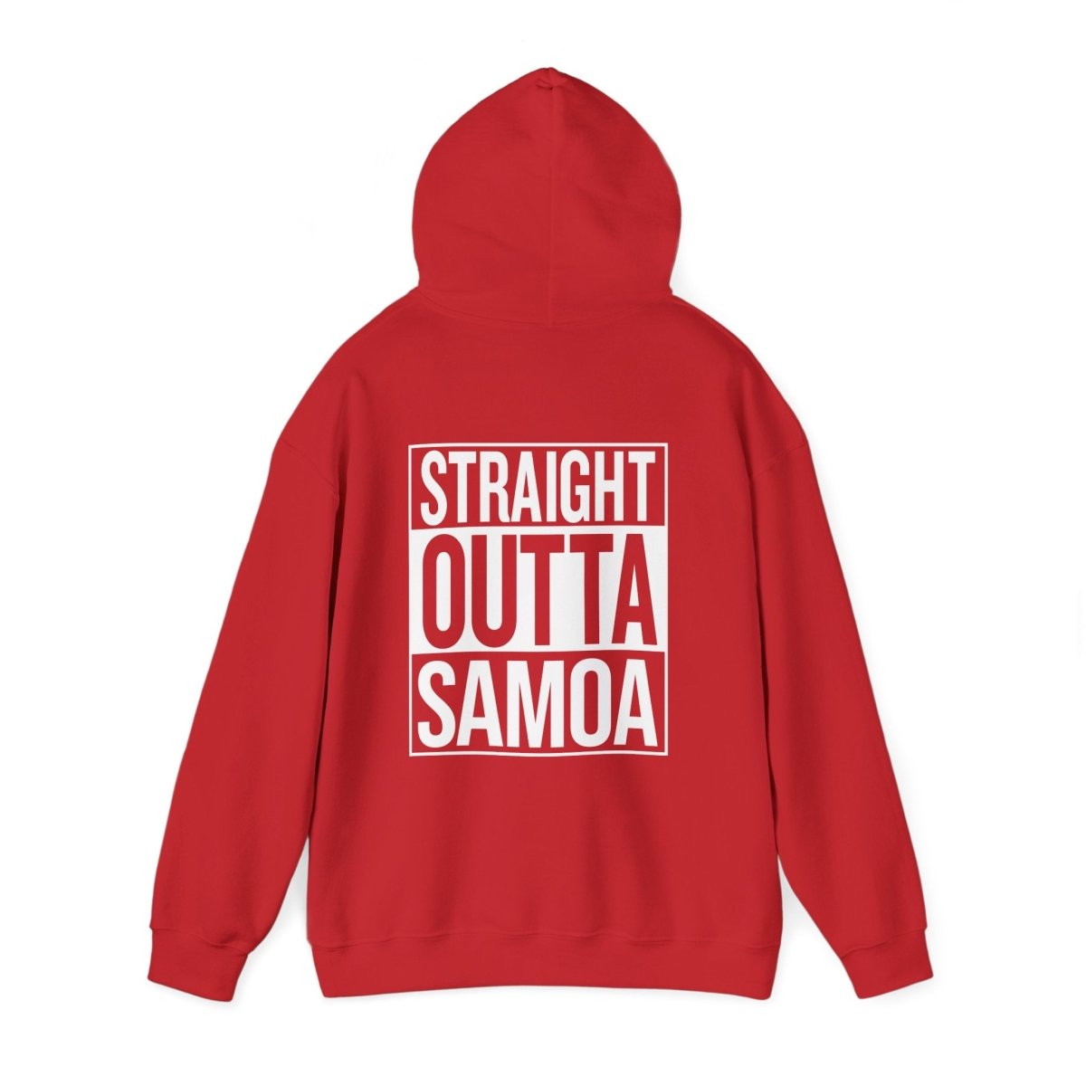 Dark heather IslandHeavy™ hoodie by The Print Bar in plus sizes 2XL-5XL, featuring a "Straight Outta" design.