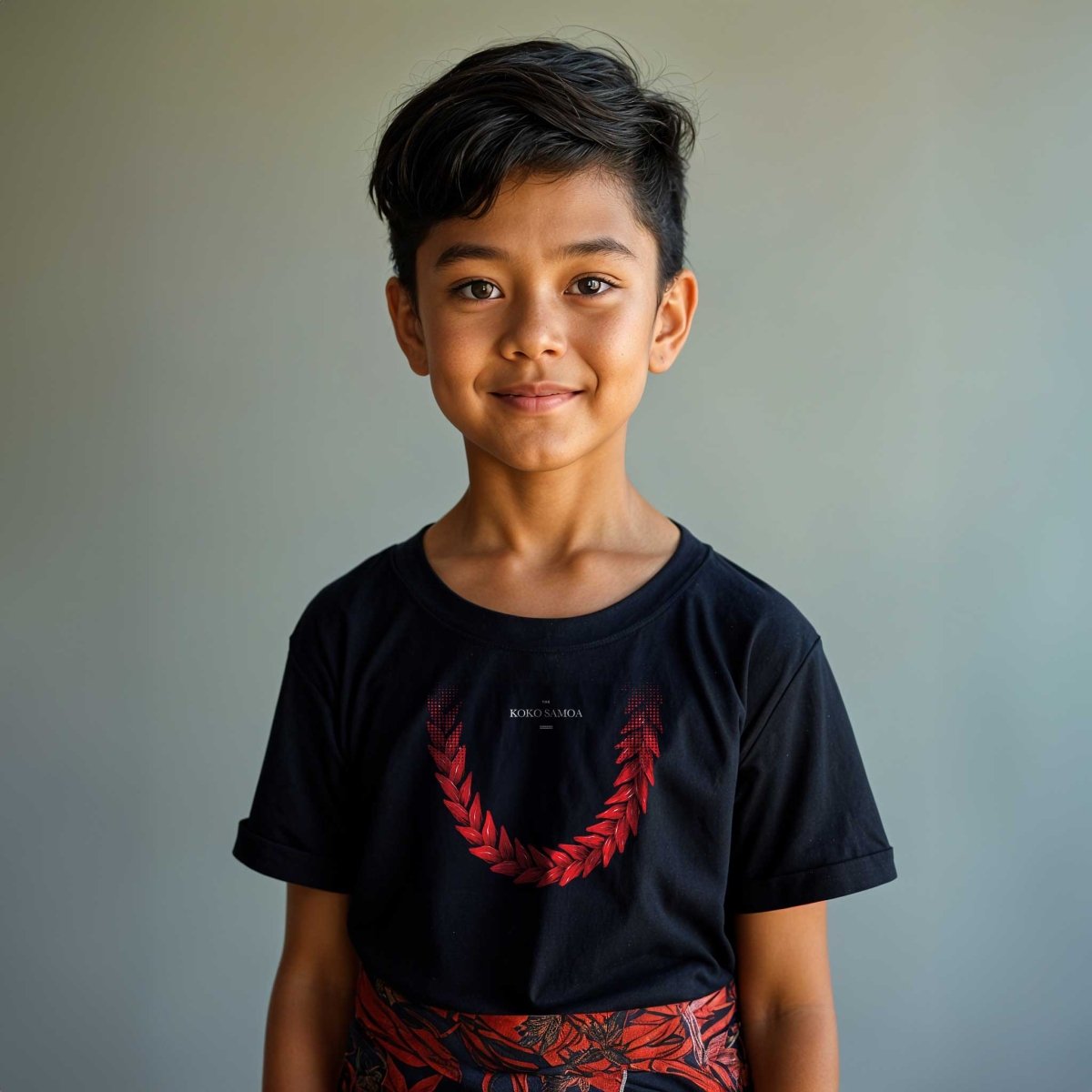 Black kids unisex T-shirt from The Print Bar featuring Ula Fala design, suitable for children in AU/NZ.