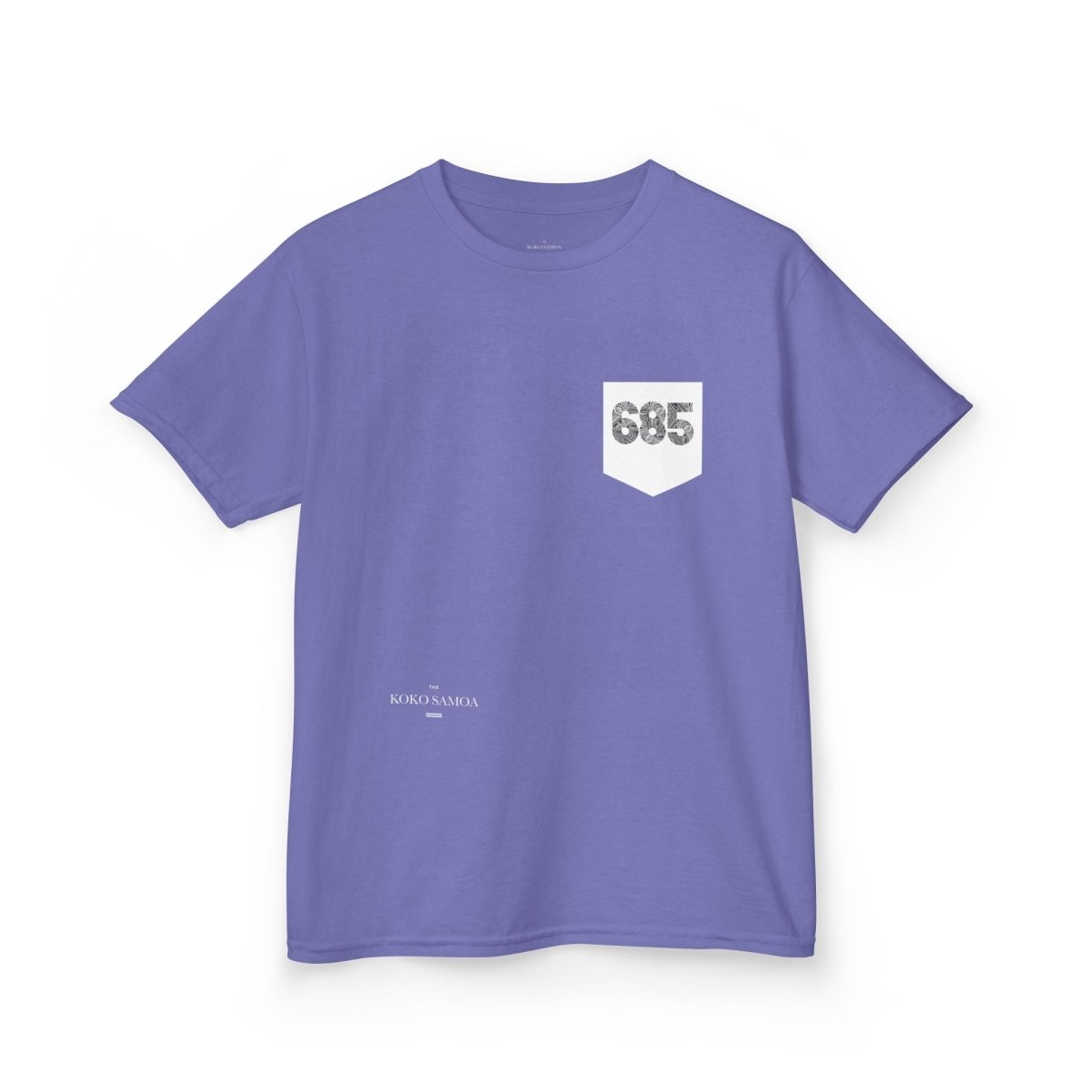 Navy kids unisex tee with pocket from The Print Bar, featuring a simple, comfortable design for boys and girls.