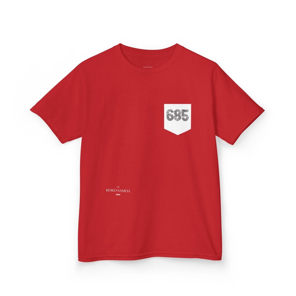 Navy kids unisex tee from The Print Bar featuring a small front pocket, designed for children in AU/NZ sizes.