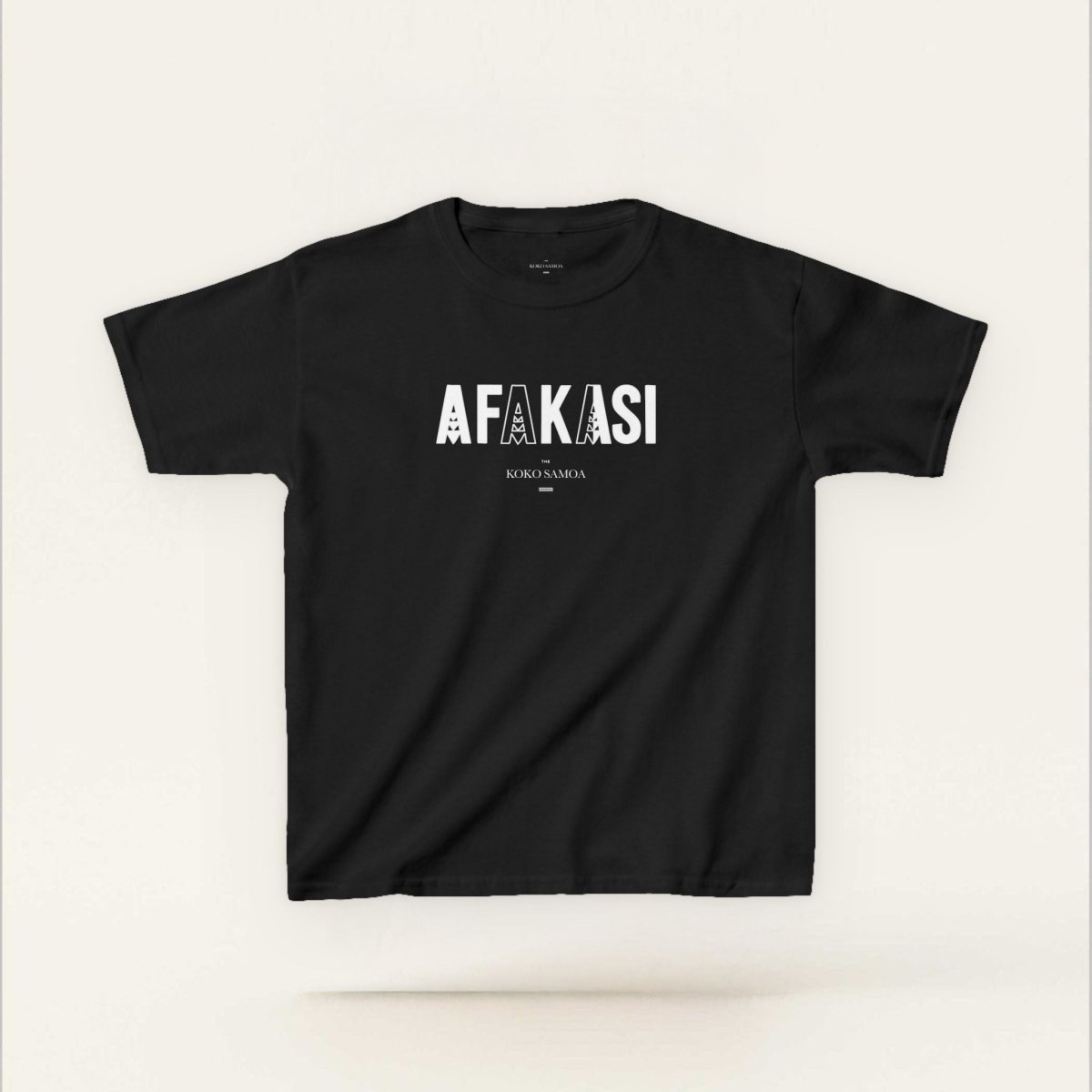 Kids unisex navy T-shirt from The Print Bar featuring Afakasi design, suitable for children in AU/NZ.