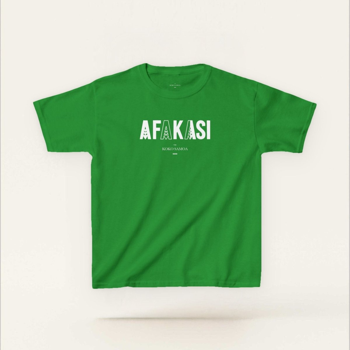 Navy kids unisex tee from The Print Bar featuring the Afakasi design, suitable for children in AU/NZ sizes.