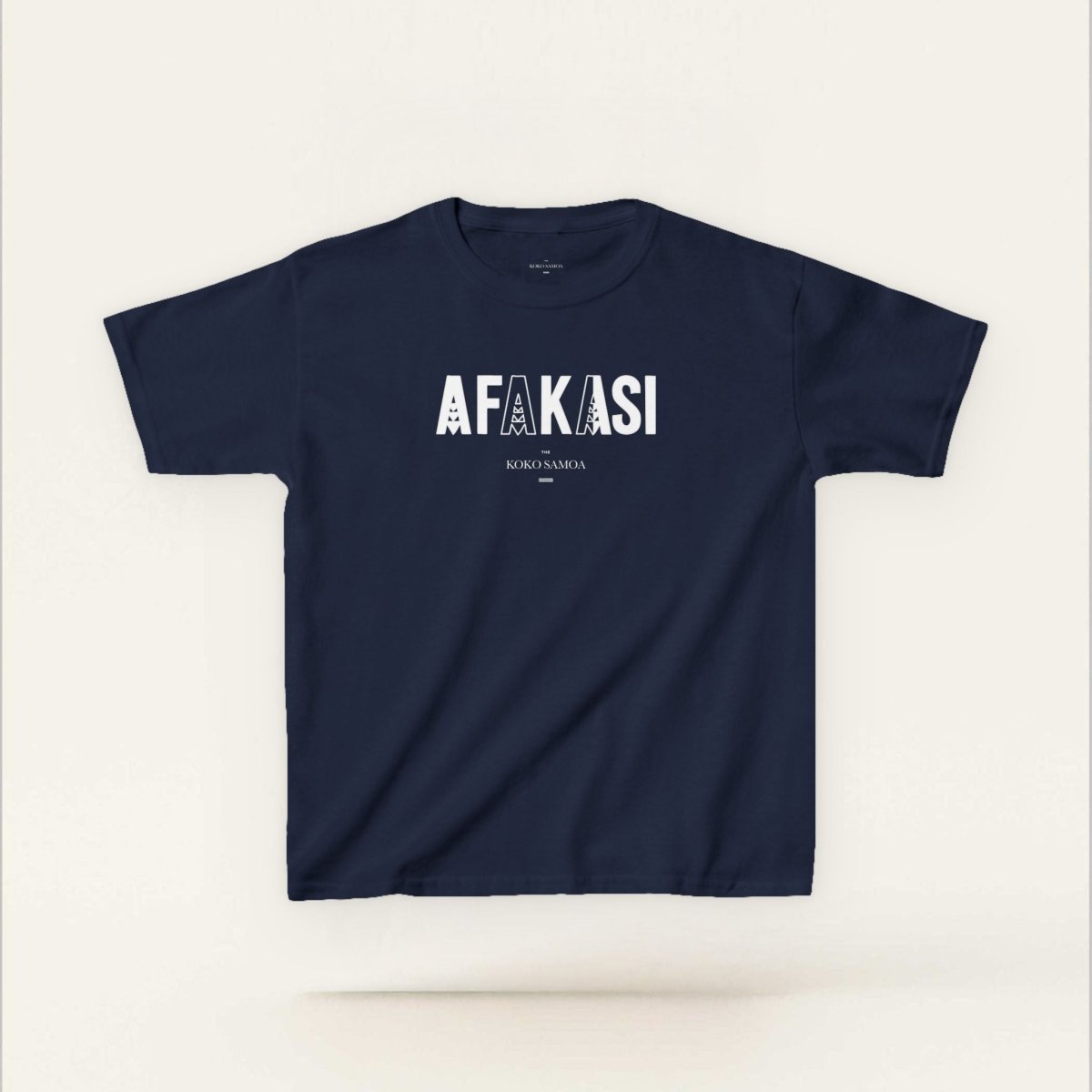 Kids unisex navy tee by The Print Bar featuring Afakasi design, suitable for children in AU/NZ.