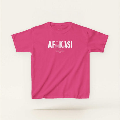 Kids unisex navy T-shirt from The Print Bar featuring Afakasi design, ideal for children in AU/NZ.
