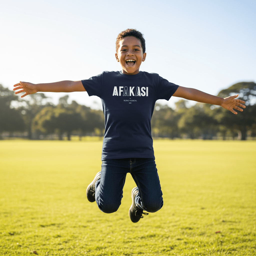 Kids unisex navy tee by The Print Bar, featuring a comfortable fit and stylish design for children in AU/NZ.
