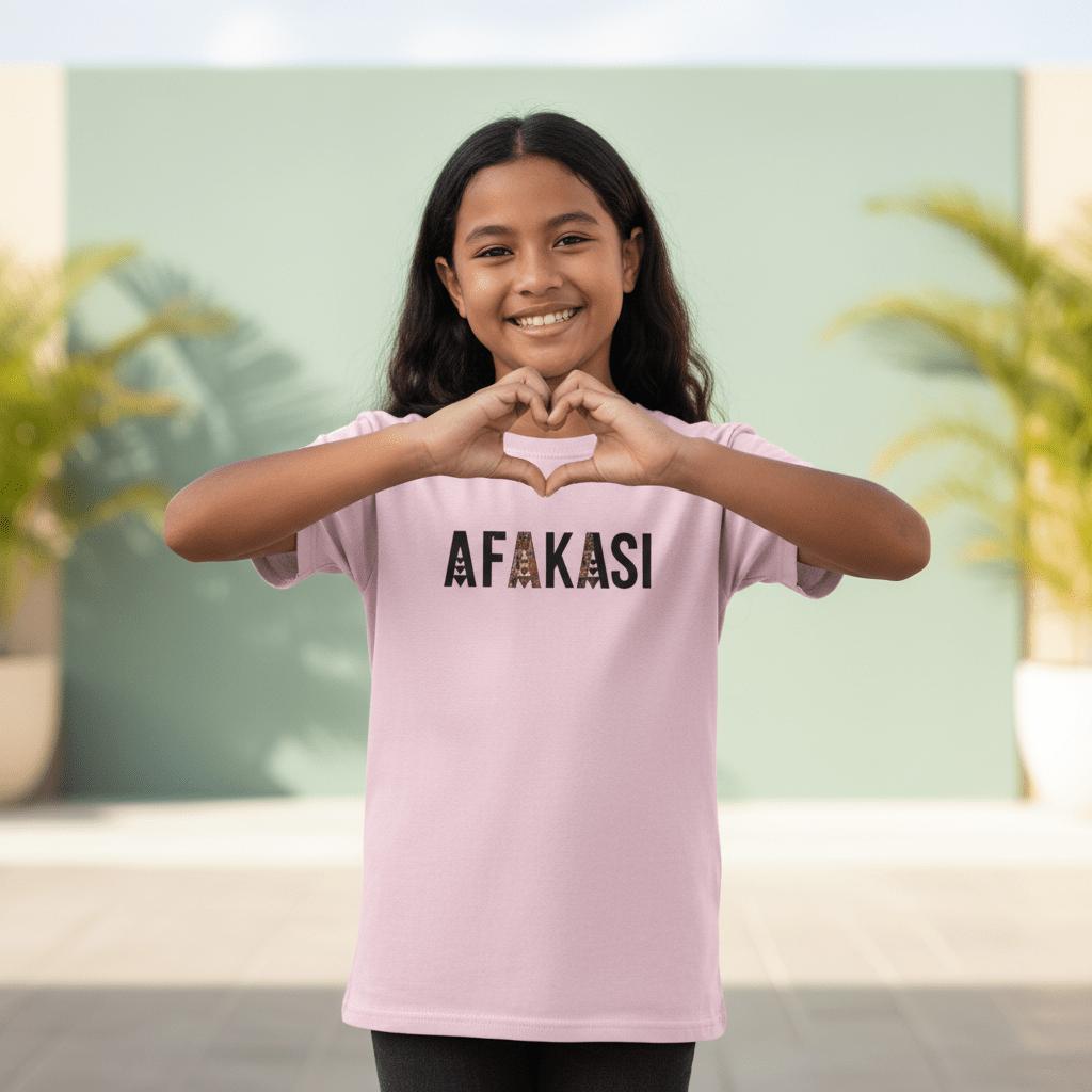 Kids unisex navy tee by The Print Bar featuring Afakasi design, suitable for children in AU/NZ.