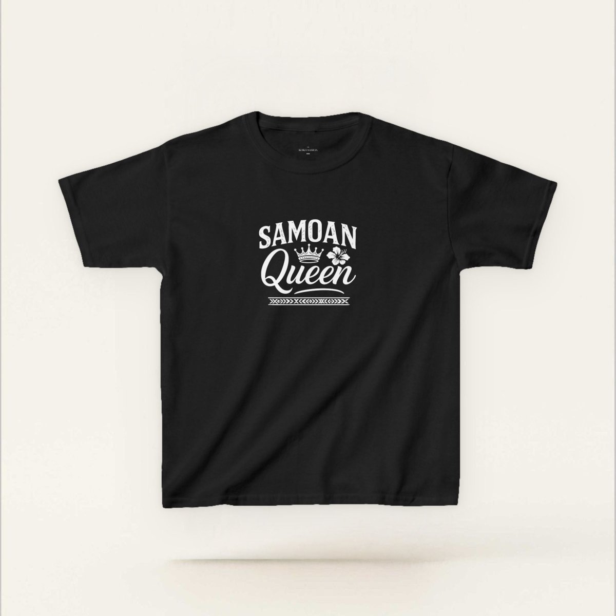 Navy kids unisex tee featuring a Samoan Queen design from The Print Bar, perfect for children in AU/NZ.