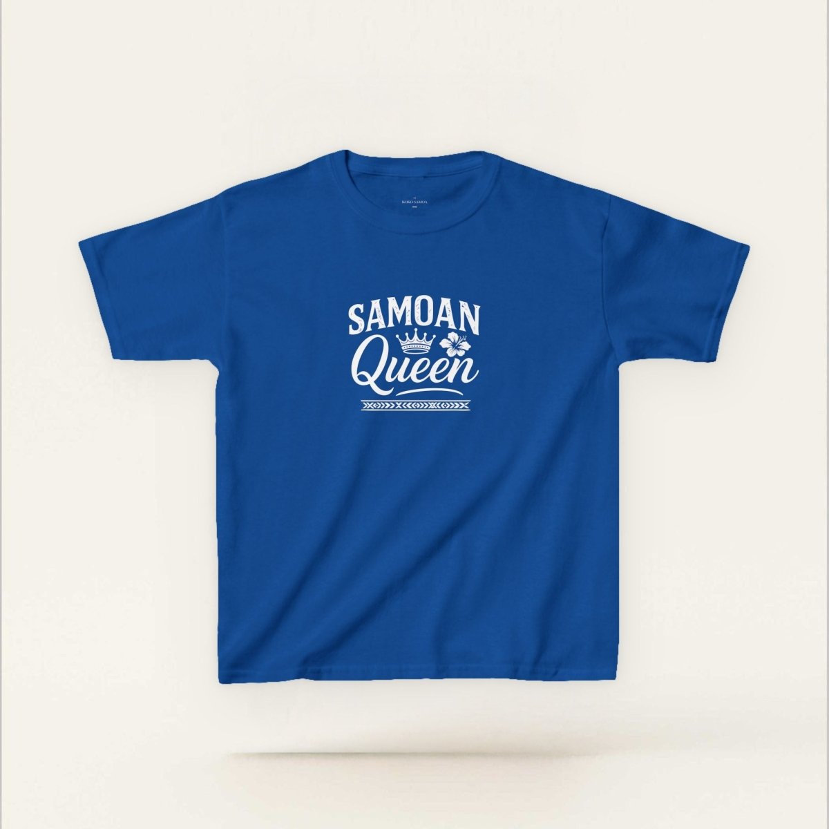 Navy kids unisex tee featuring a Samoan Queen design from The Print Bar, ideal for kids in AU/NZ.