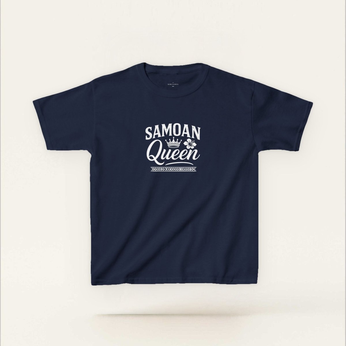 Navy kids unisex tee featuring Samoan Queen design by The Print Bar, perfect for boys and girls in AU/NZ.