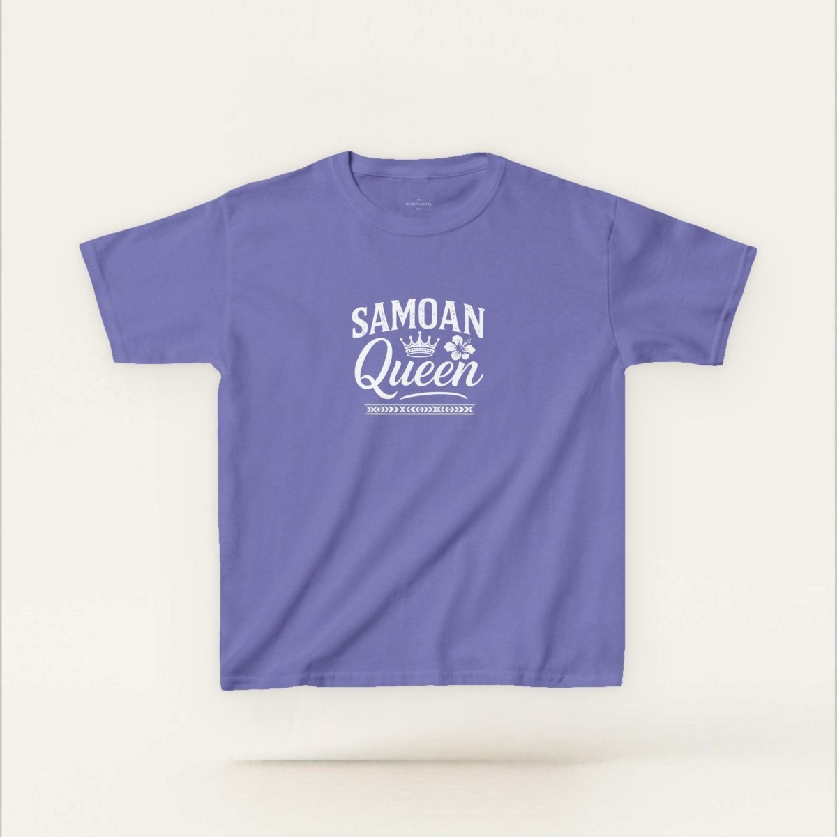 Kids unisex navy tee featuring a Samoan Queen design, made by The Print Bar, perfect for kids in AU/NZ.