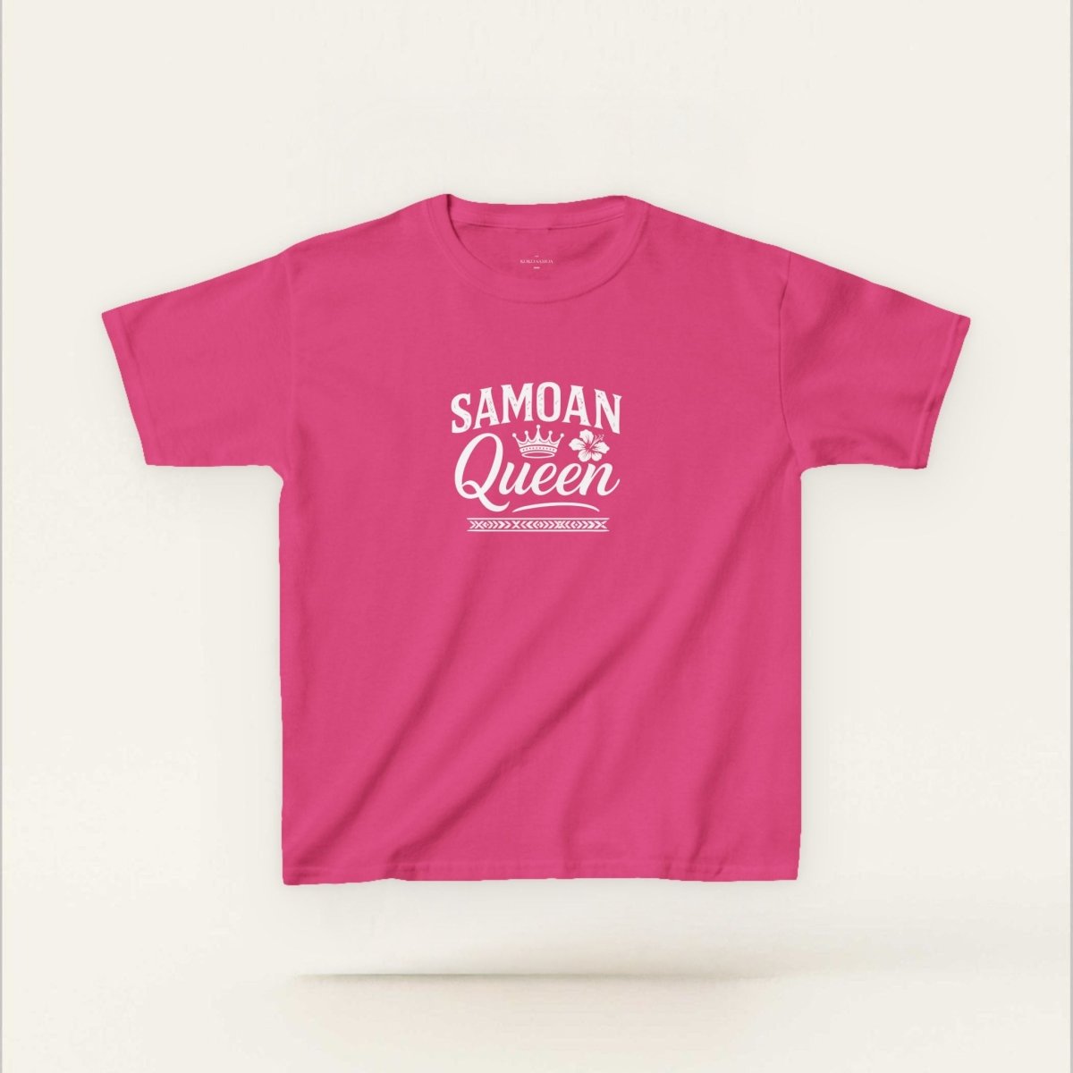 Navy kids unisex tee featuring a Samoan Queen design by The Print Bar, perfect for children in AU/NZ.