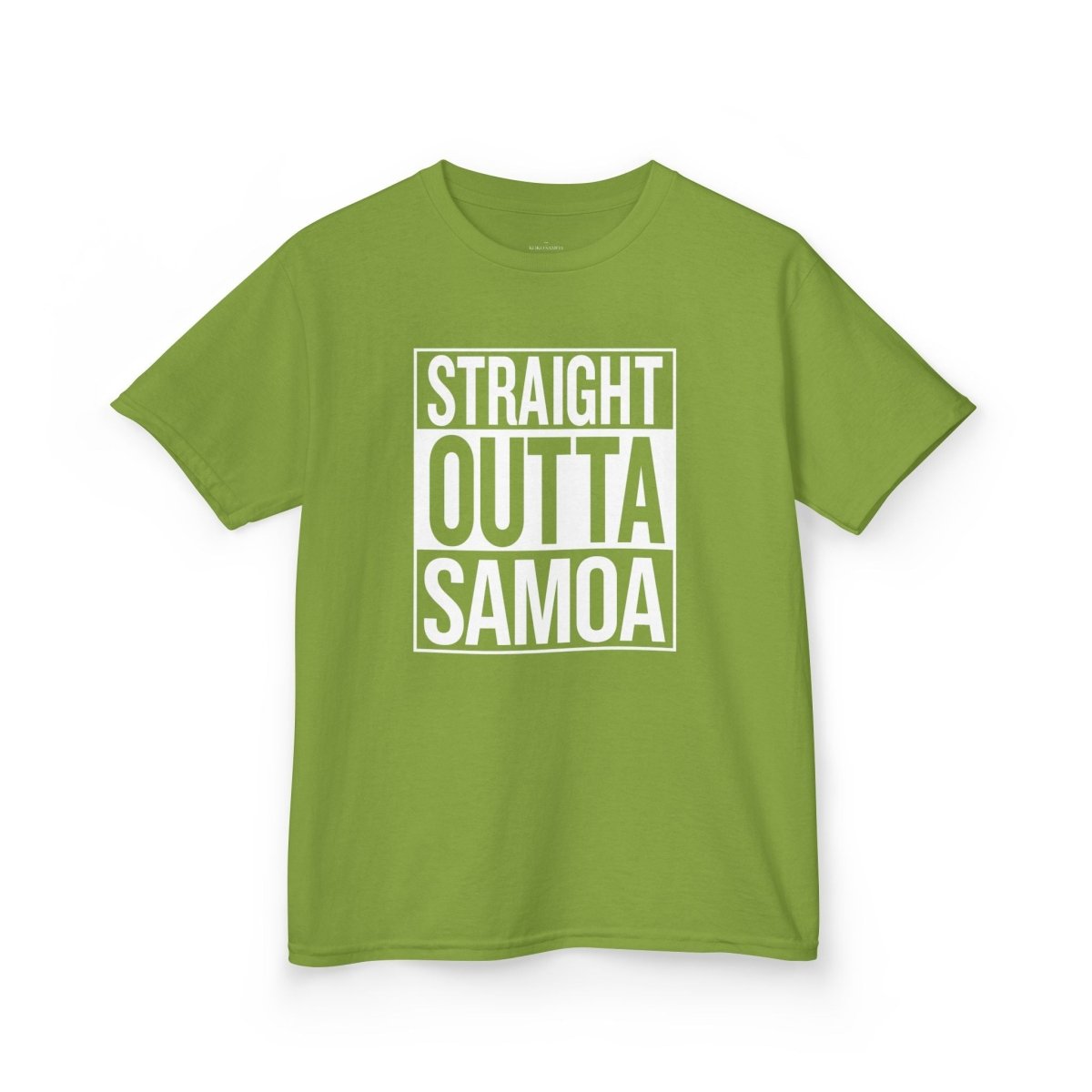 Kids unisex navy tee from The Print Bar featuring "Straight Outta Samoa" design, perfect for boys and girls.