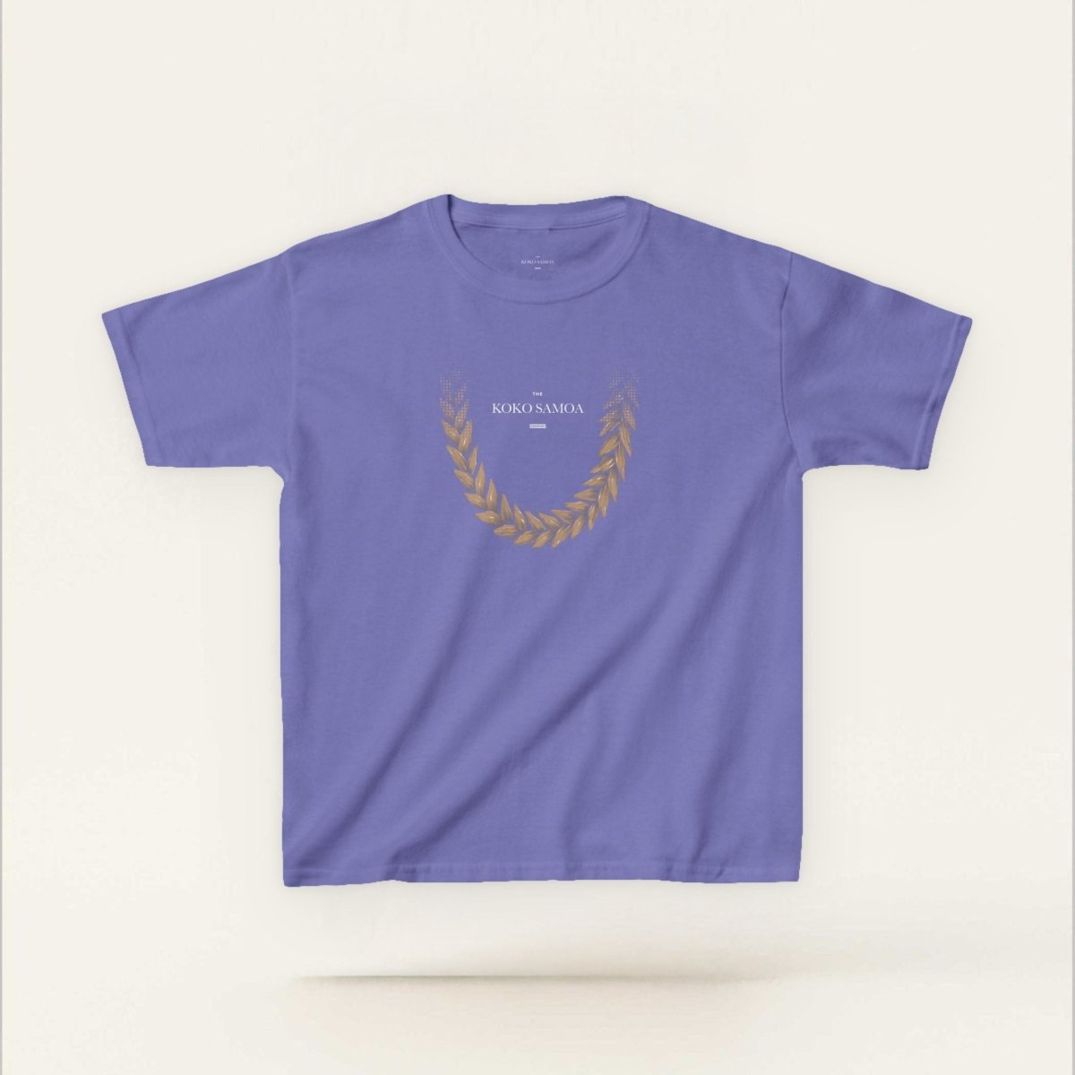 Kids unisex tee by The Print Bar in Ula Fala Brown, featuring a casual fit for children, shown in a front view image.