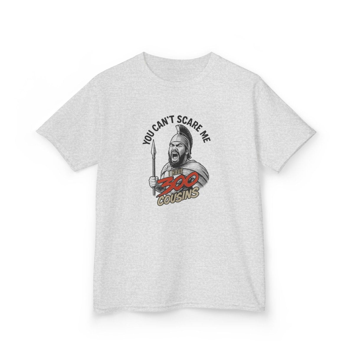 Red kids unisex tee by The Print Bar featuring "300 Cousins" design, perfect for Australian and New Zealand children.