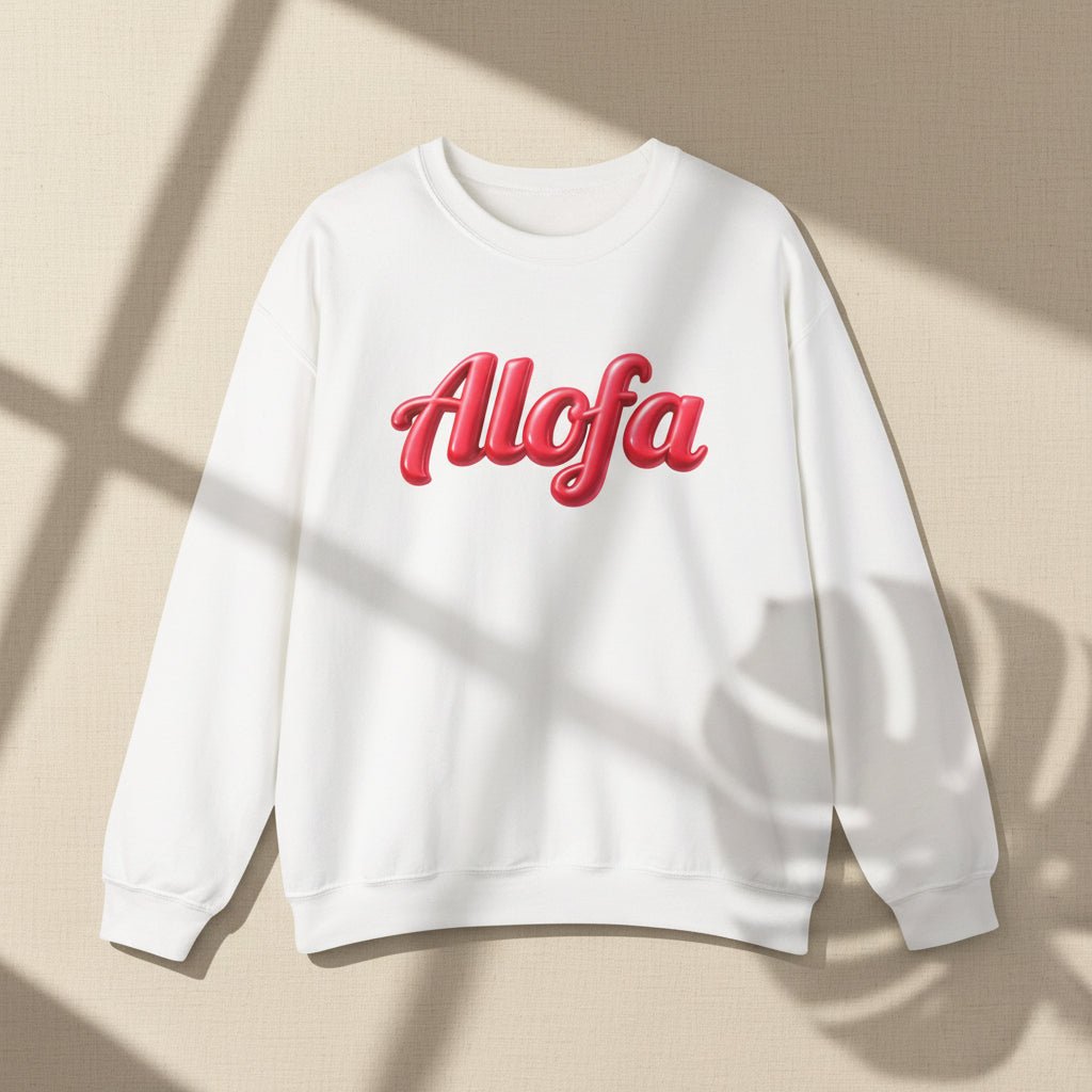 Unisex heavy sweatshirt by Monster Digital featuring the Alofa print, in ash color, suitable for casual wear.
