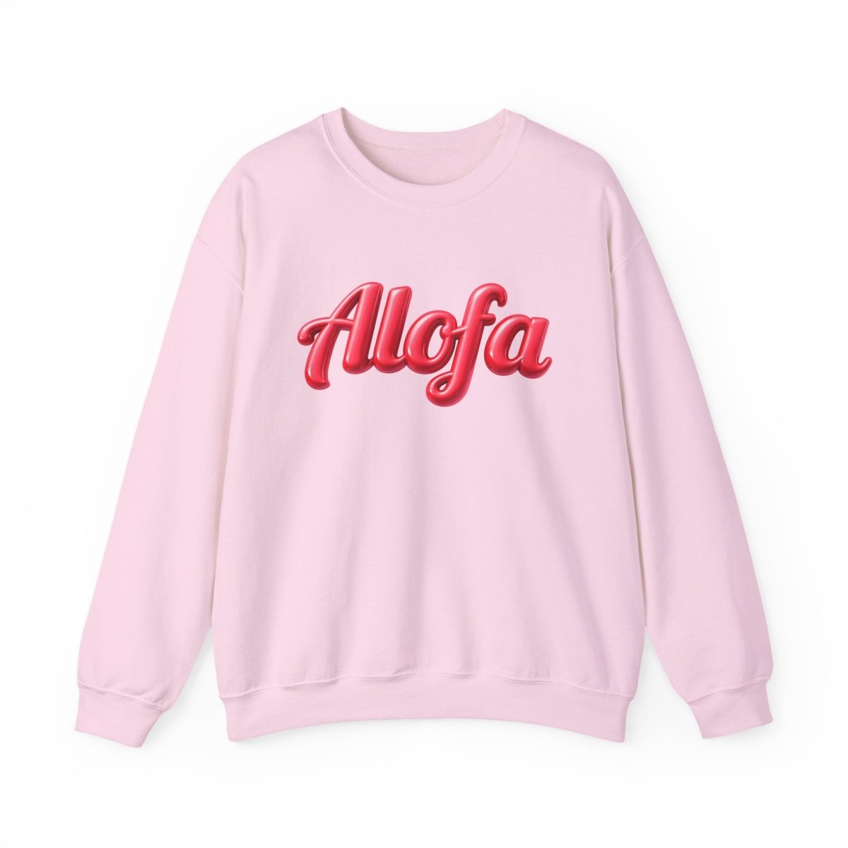 Unisex heavy sweatshirt by The Print Bar in ash color featuring the Alofa design, casual and warm clothing for all genders.