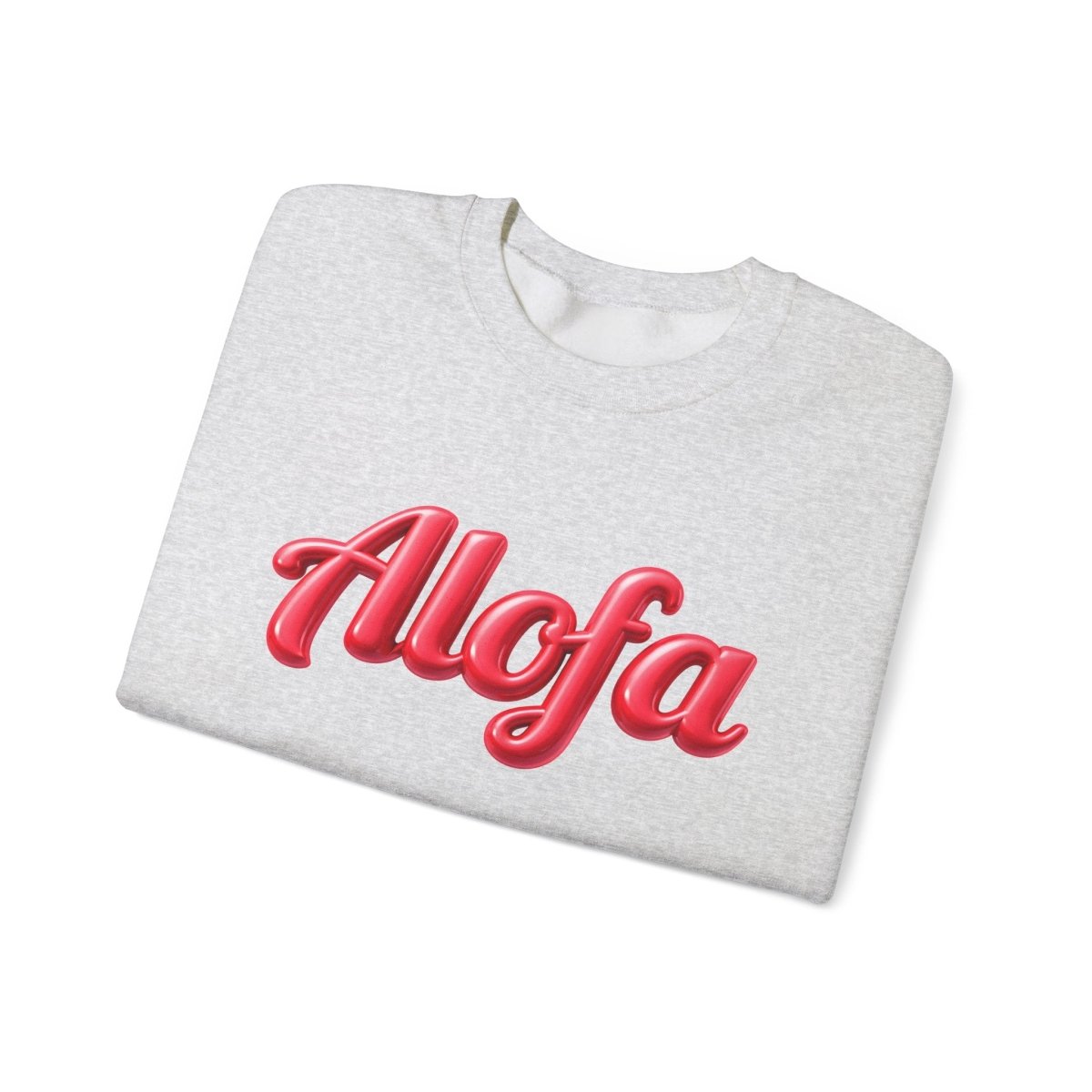 Unisex heavy ash gray sweatshirt by The Print Bar featuring the Alofa design, casual fit, and soft fabric for everyday wear.
