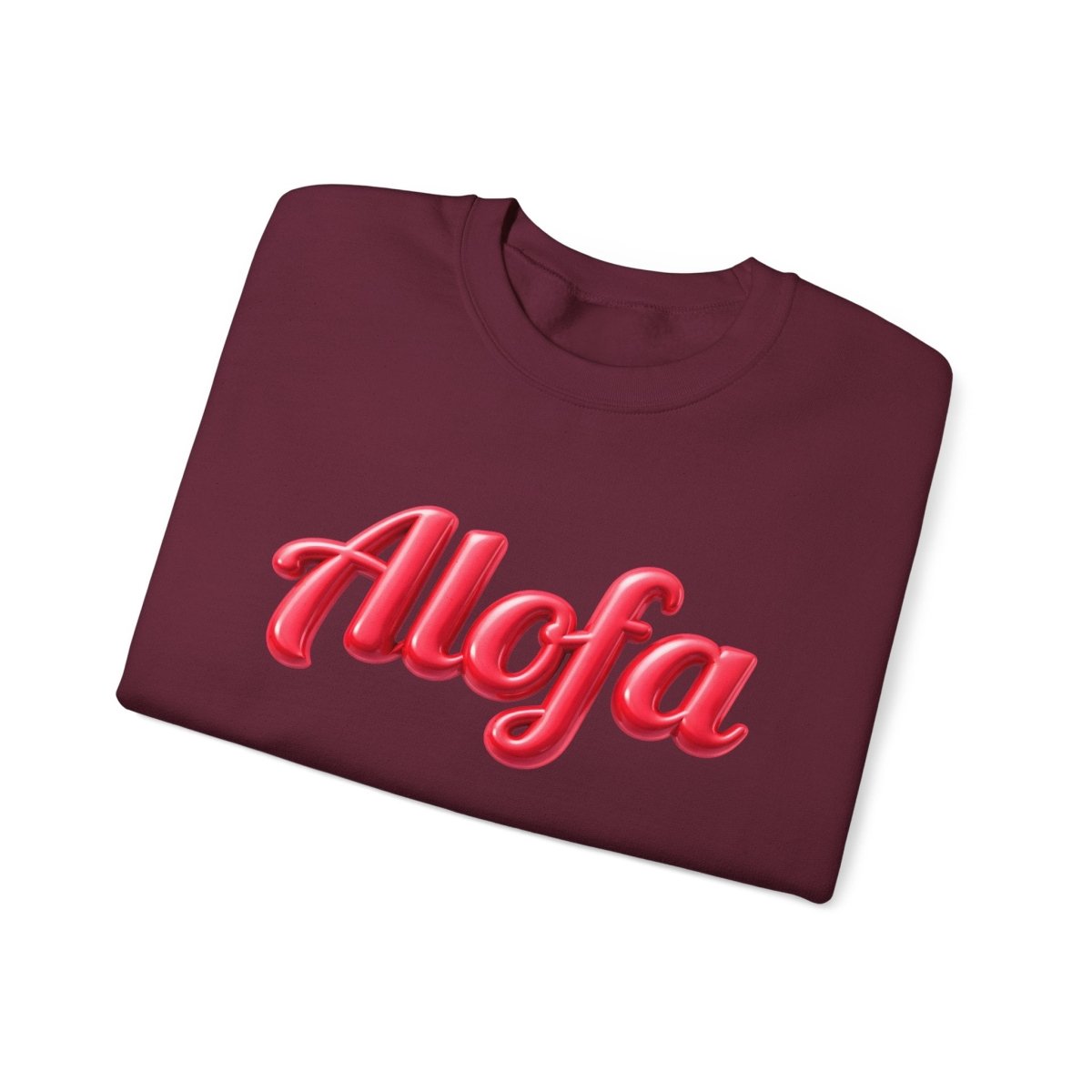 Unisex heavy ash sweatshirt by The Print Bar featuring the Alofa design, casual fit, and soft fabric for comfortable wear.