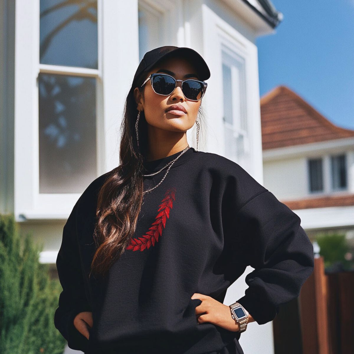 Navy unisex heavy sweatshirt featuring Ula Fala design, made for comfortable casual wear.