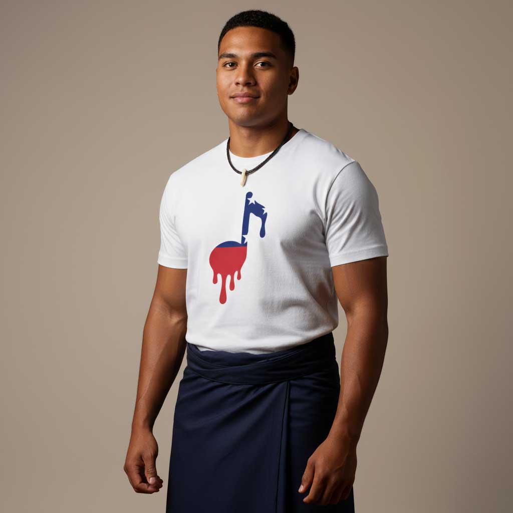 Soft unisex Samoan Note tee by Monster Digital, featuring a comfortable fit and Polynesian-inspired print on ash-colored fabric.