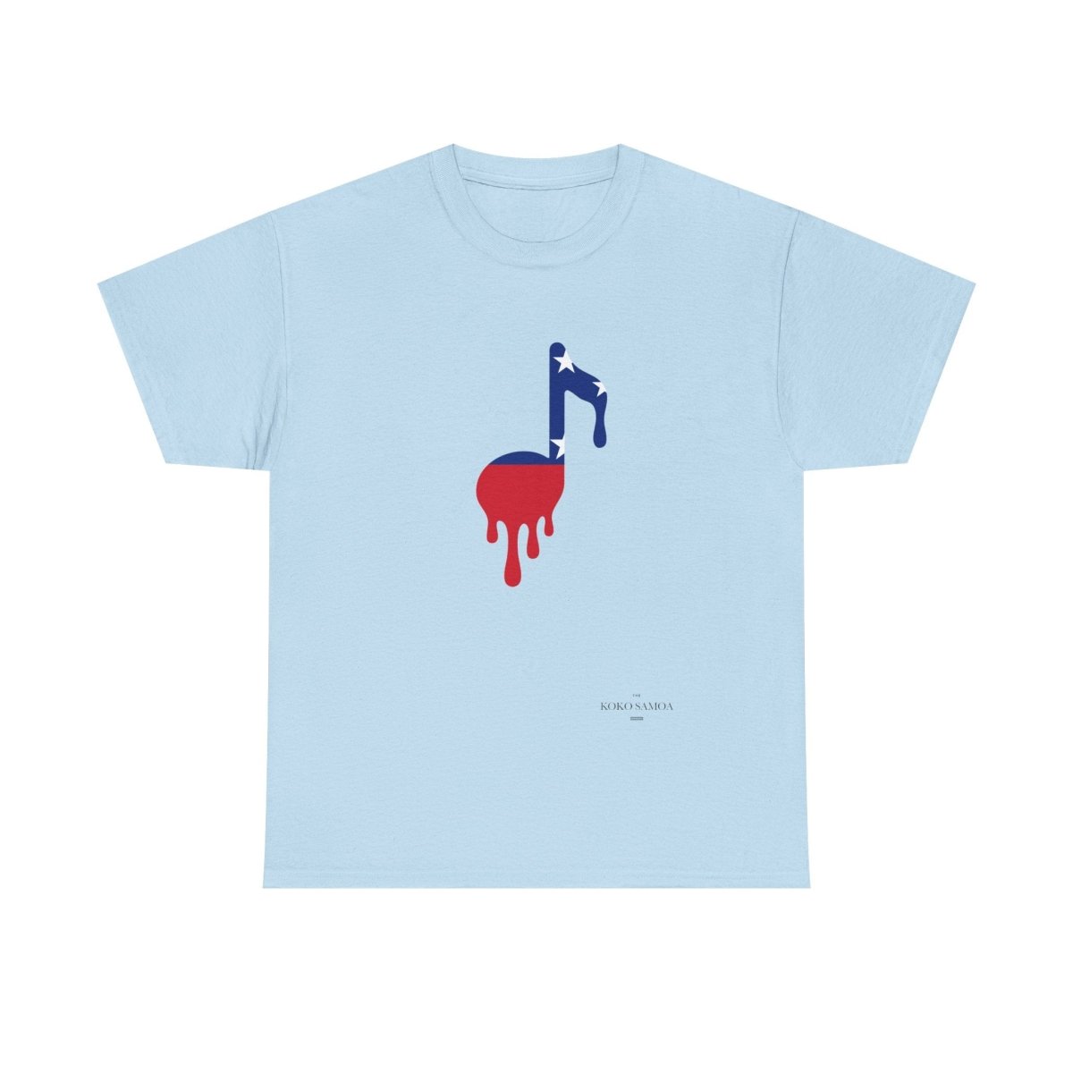 Unisex heavy cotton T-shirt by The Print Bar with Samoan note design in ash color, suitable for AU/NZ sizes.