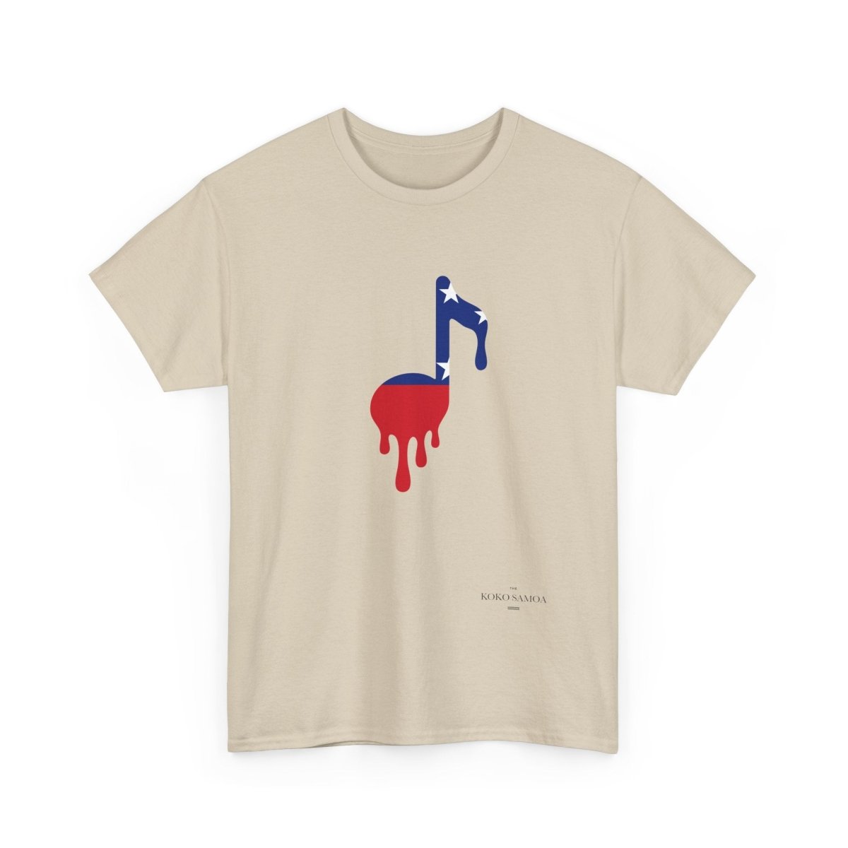 Ash gray heavy unisex T-shirt by The Print Bar featuring a Samoan note design.