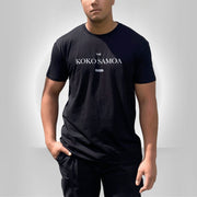 Black heavy unisex tee with the The Brand Classic print, The Koko Samoa