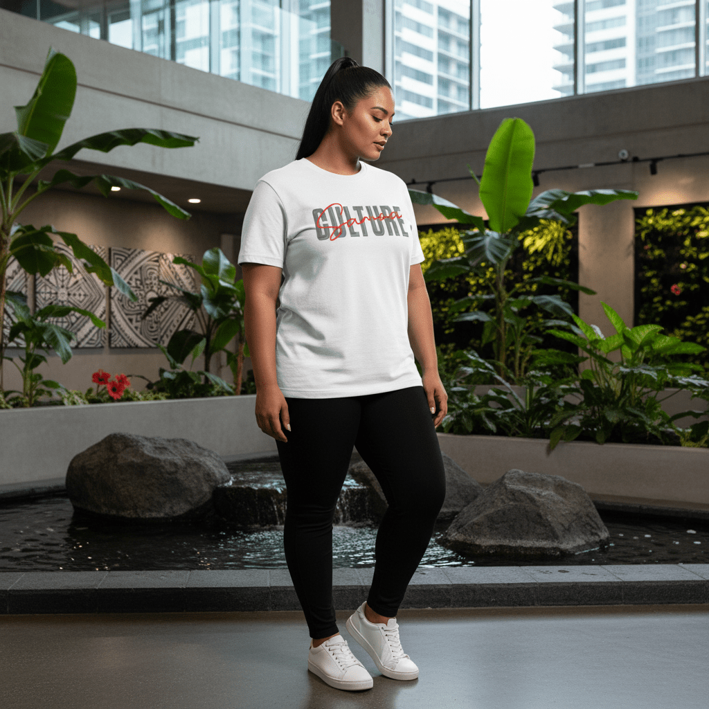 Soft unisex Samoa Culture T-shirt, featuring a comfortable fit and cultural design in army green color.