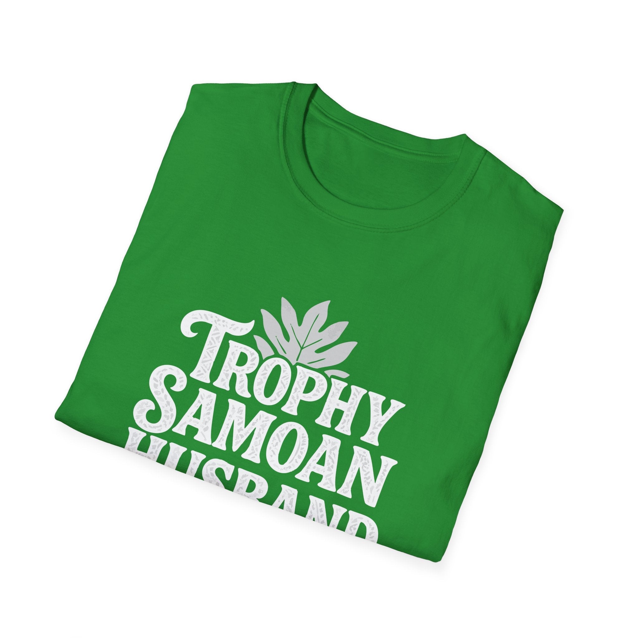 Charcoal unisex soft men's tee from The Print Bar featuring "Trophy Samoan Husband" design for AU/NZ.