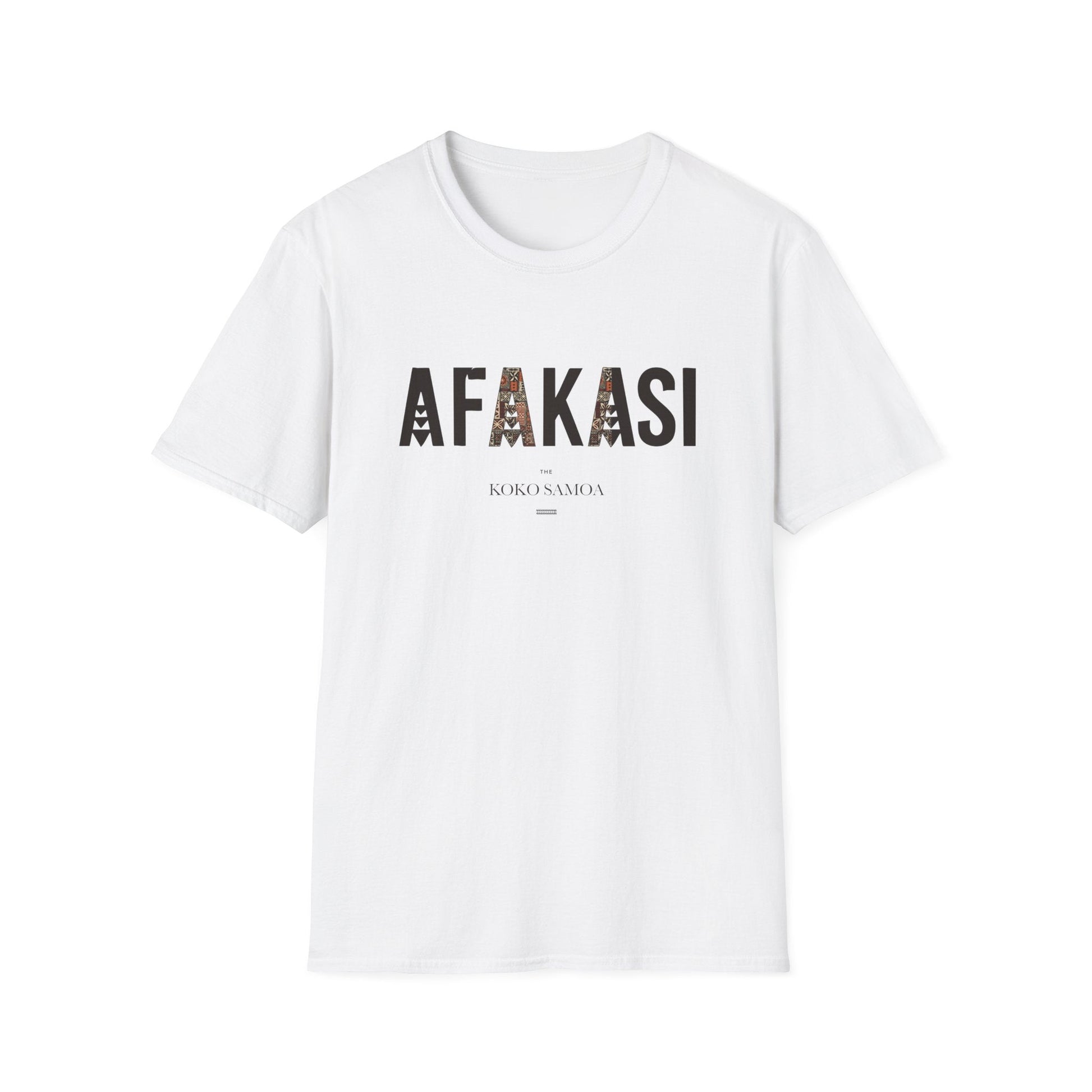 Charcoal soft unisex tee featuring the Afakasi design, ideal for casual wear in AU/NZ.