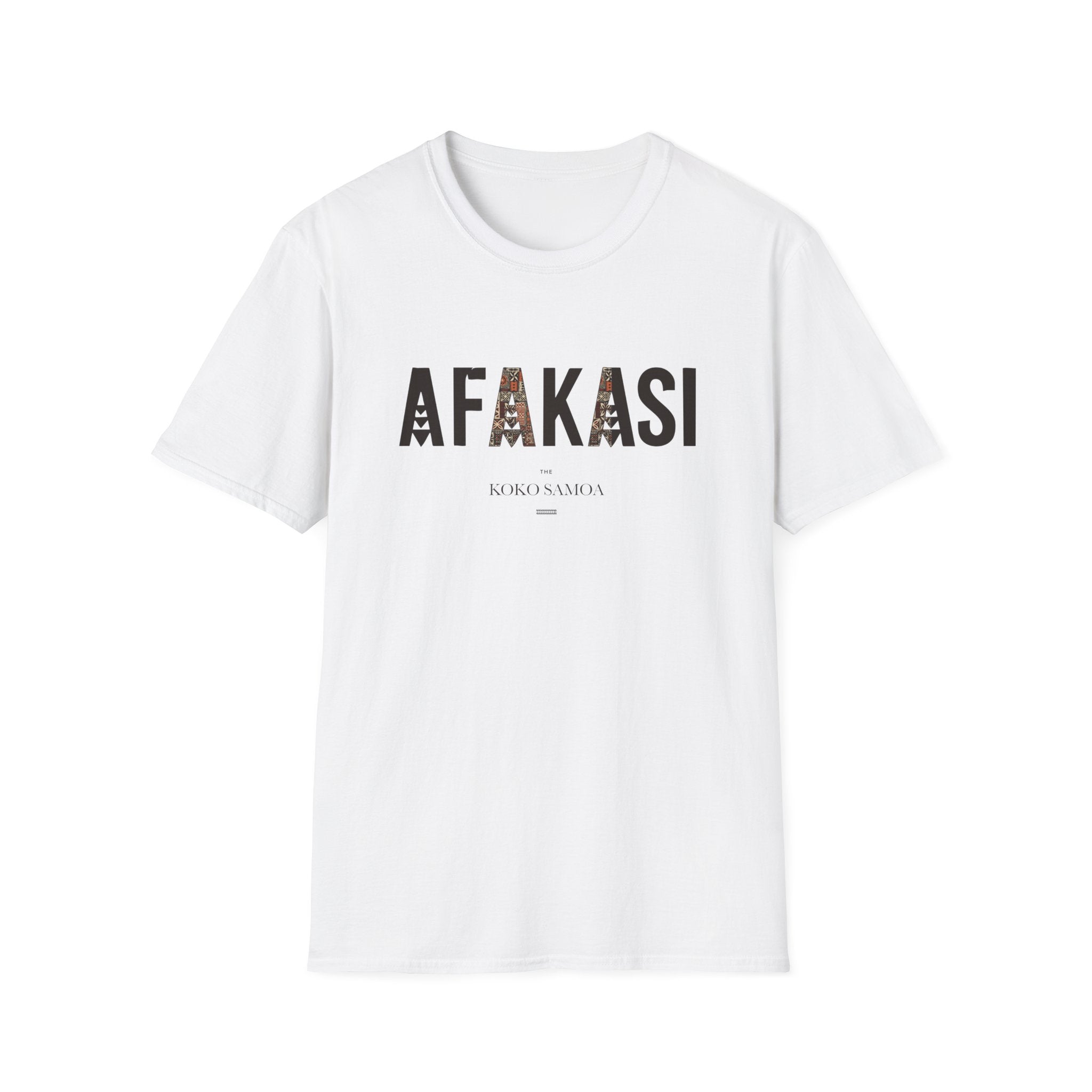 Charcoal soft unisex tee featuring the Afakasi design, ideal for casual wear in AU/NZ.
