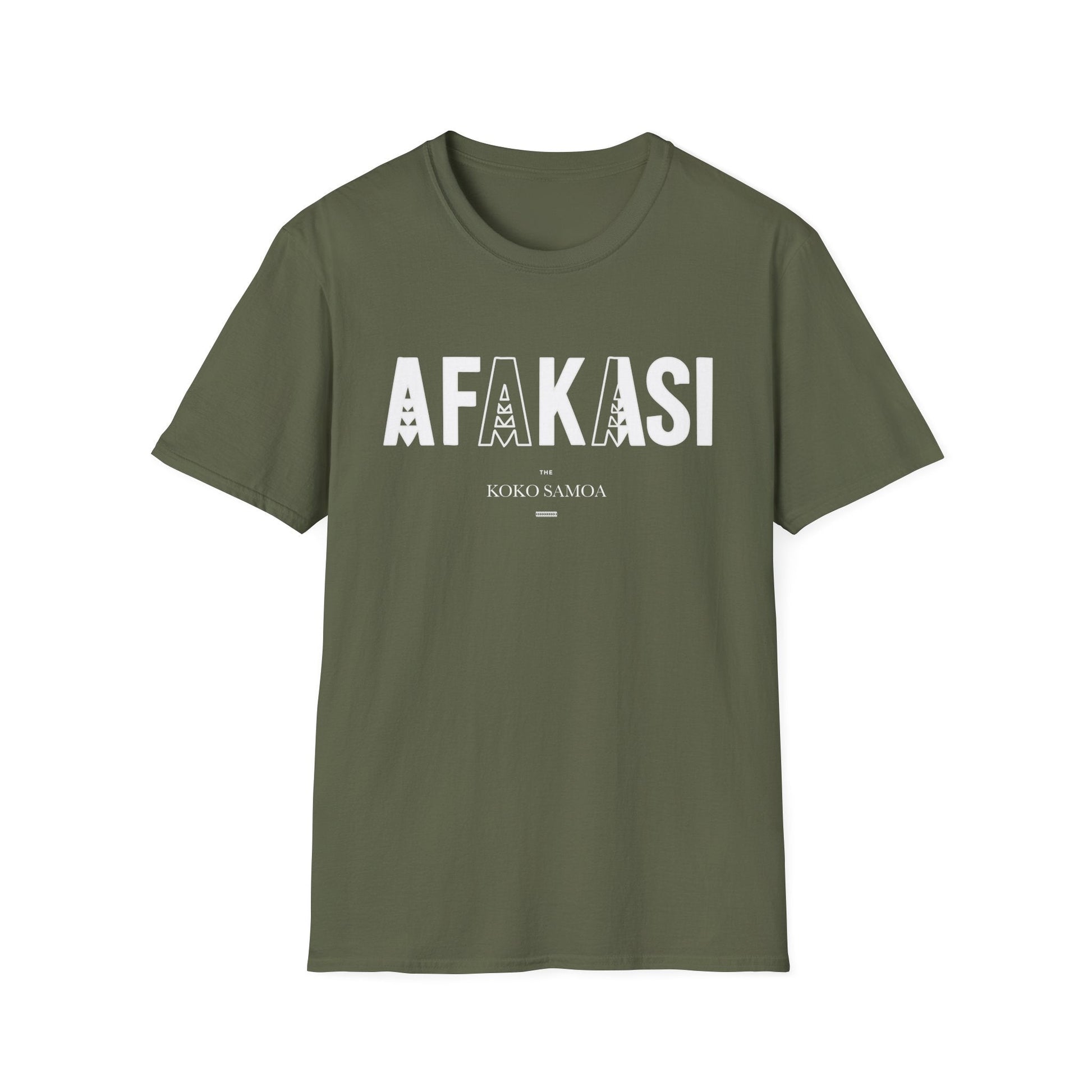 Charcoal unisex soft tee featuring the Afakasi design, ideal for casual wear in AU/NZ.