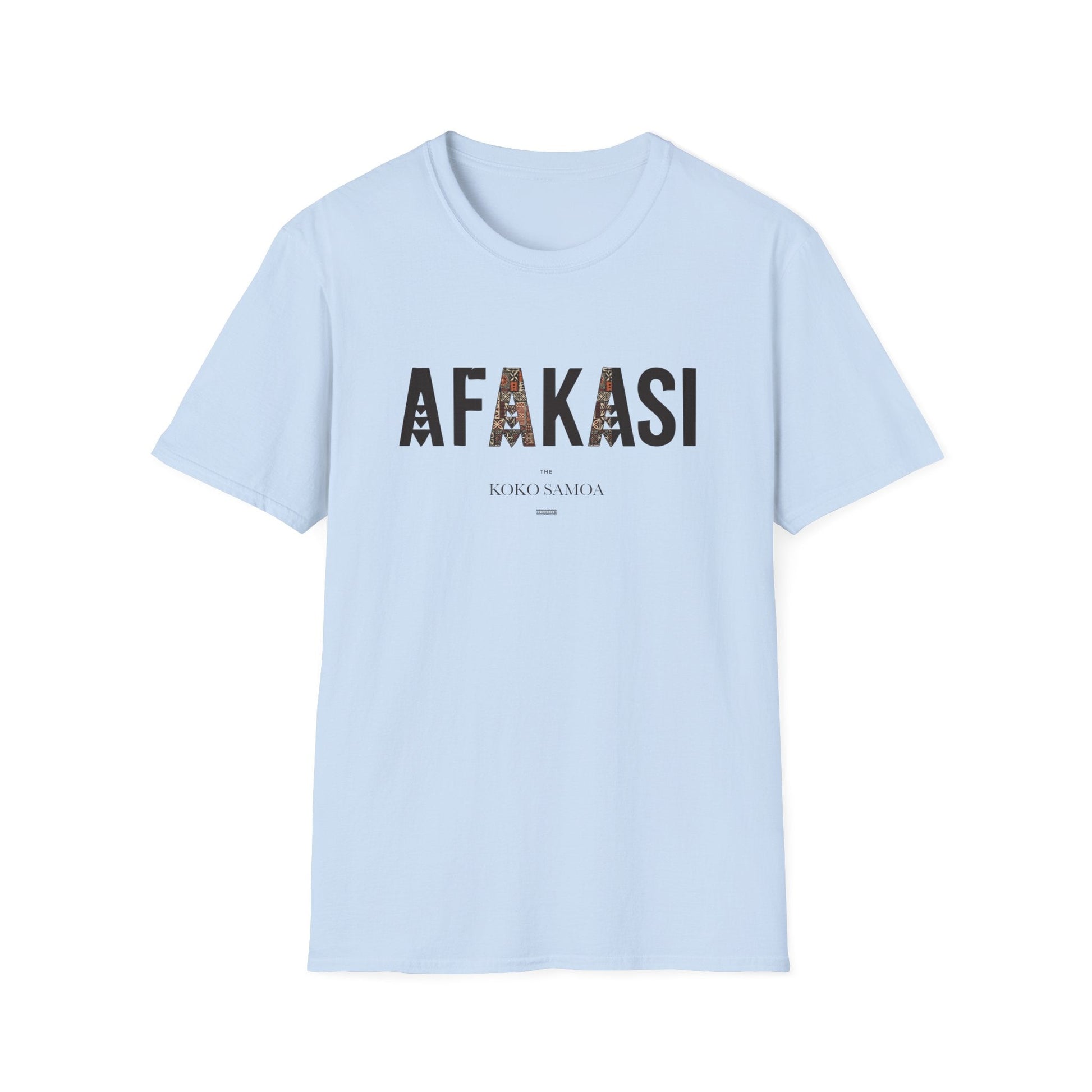 Charcoal soft unisex tee featuring the Afakasi design, casual fit, perfect for everyday wear in AU/NZ.