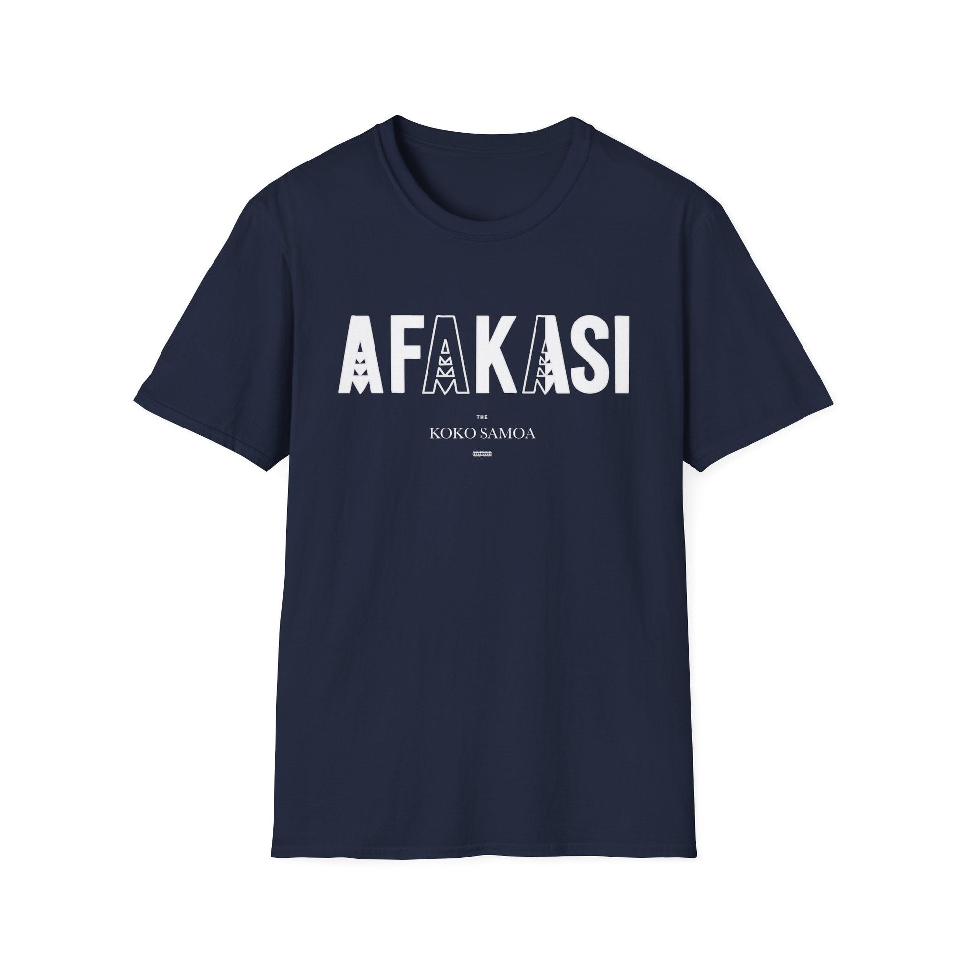 Charcoal unisex soft tee featuring the Afakasi design, perfect for casual wear in AU/NZ.
