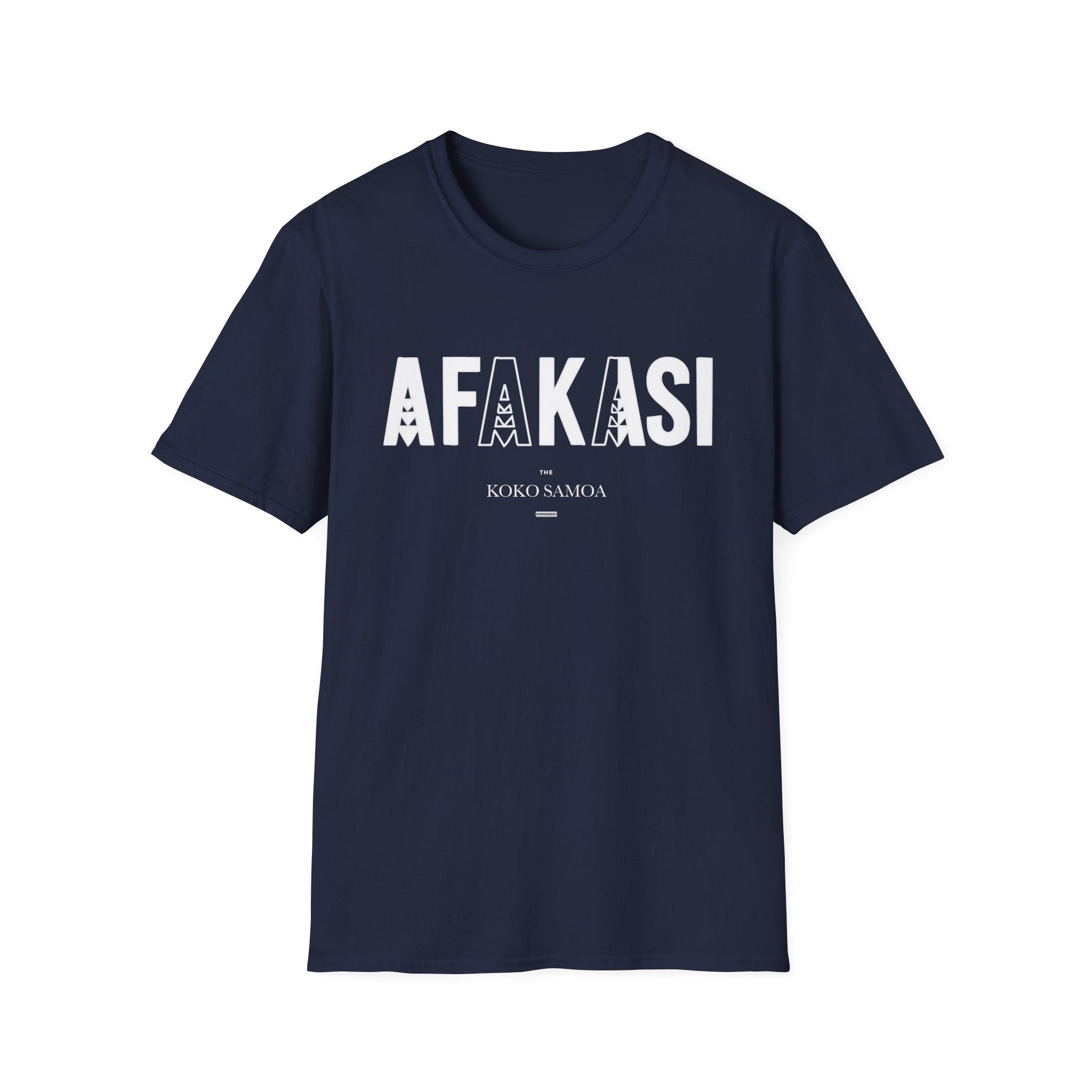Charcoal unisex soft tee featuring the Afakasi design, perfect for casual wear in AU/NZ.
