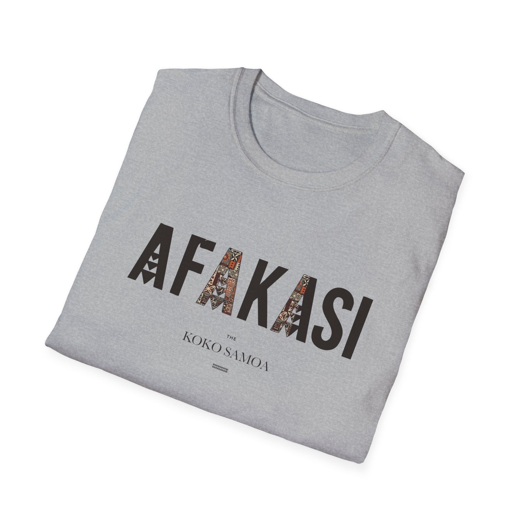 Charcoal soft unisex tee from The Print Bar featuring the Afakasi design, perfect for casual wear in AU/NZ.