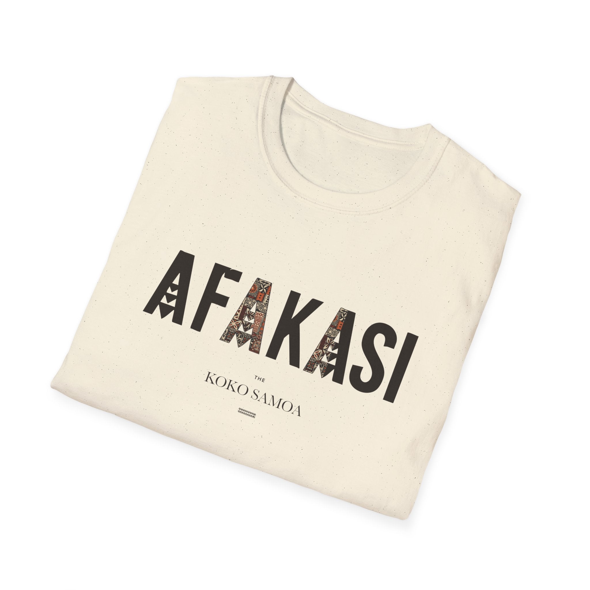 Charcoal soft unisex tee by The Print Bar featuring the Afakasi design, suitable for AU/NZ sizes, casual and comfortable style.