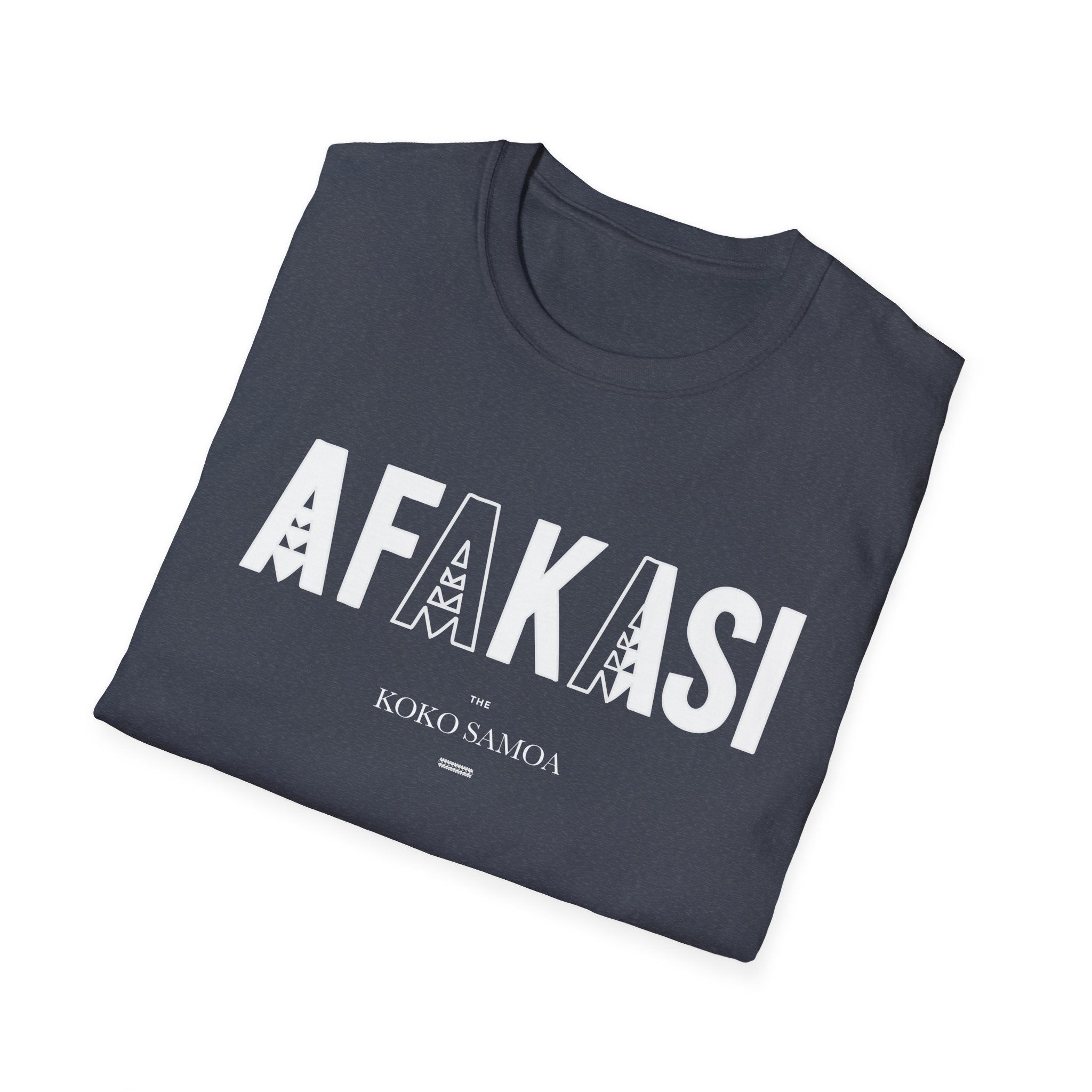 Charcoal soft unisex tee from The Print Bar featuring the Afakasi design, suitable for AU/NZ sizes, casual wear.