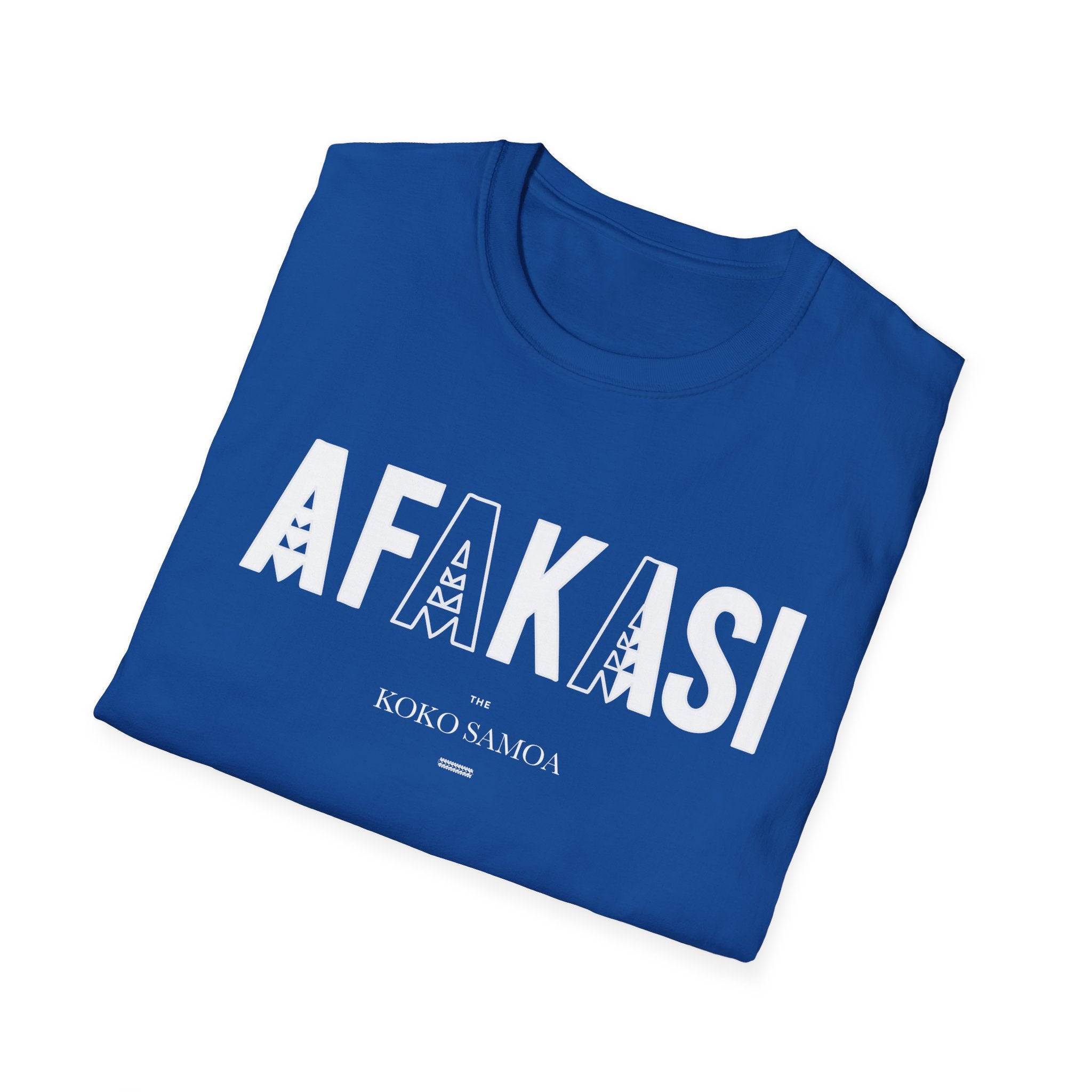 Charcoal unisex soft tee by The Print Bar featuring the Afakasi design, showcasing a comfortable and casual fit.