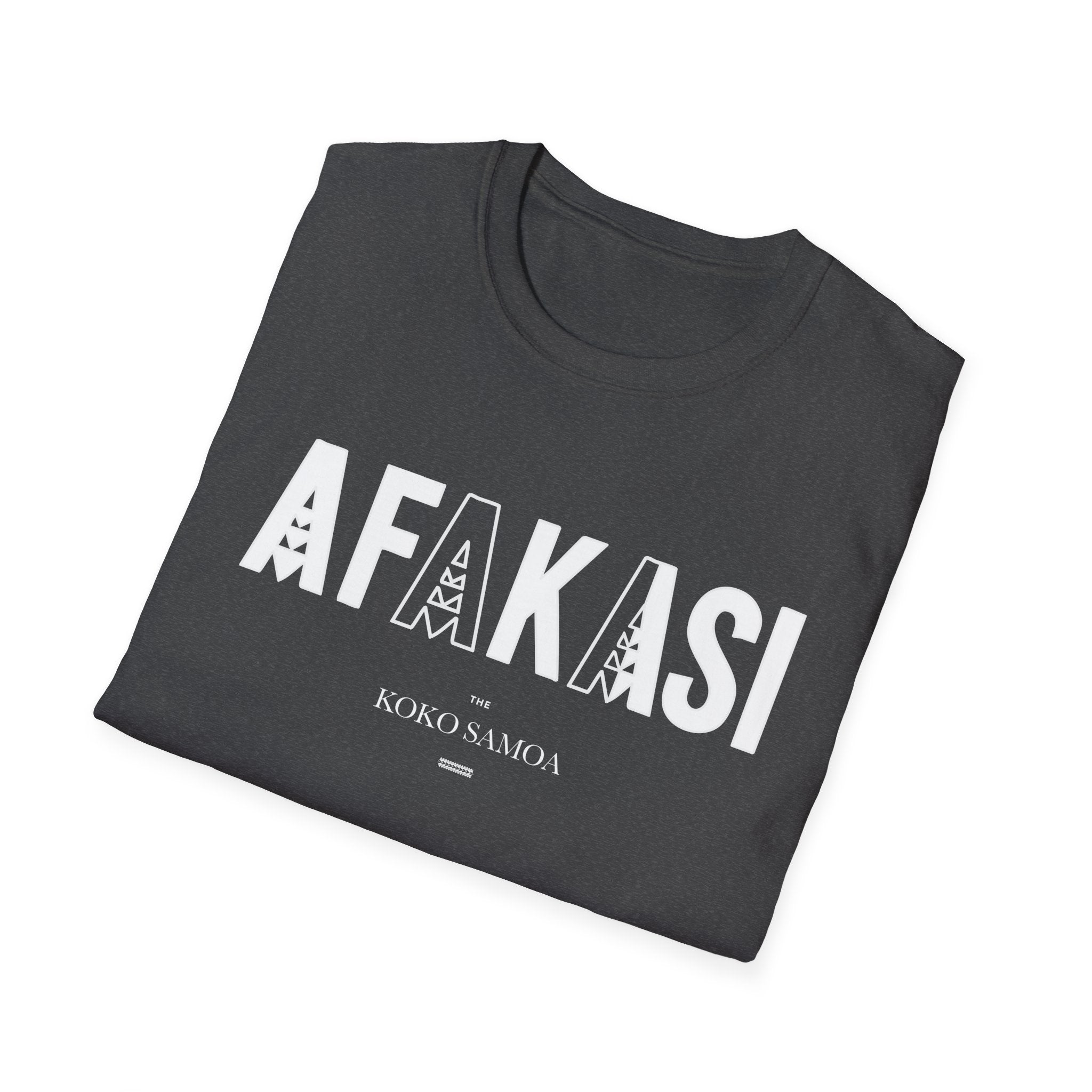 Charcoal soft unisex tee by The Print Bar featuring the Afakasi design, perfect for casual wear in AU/NZ sizing.
