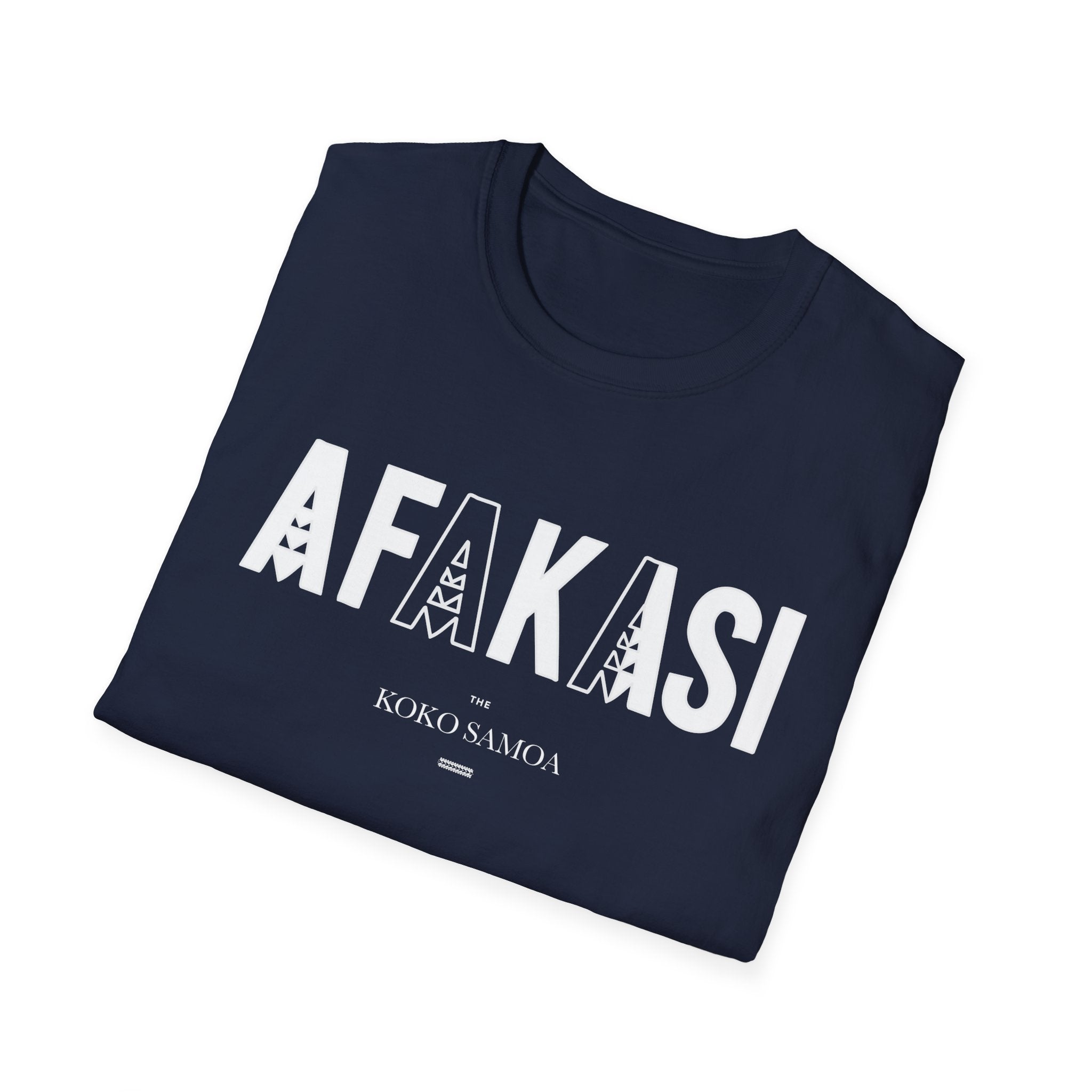 Charcoal soft unisex tee from The Print Bar featuring the Afakasi design, suitable for AU/NZ sizes S.