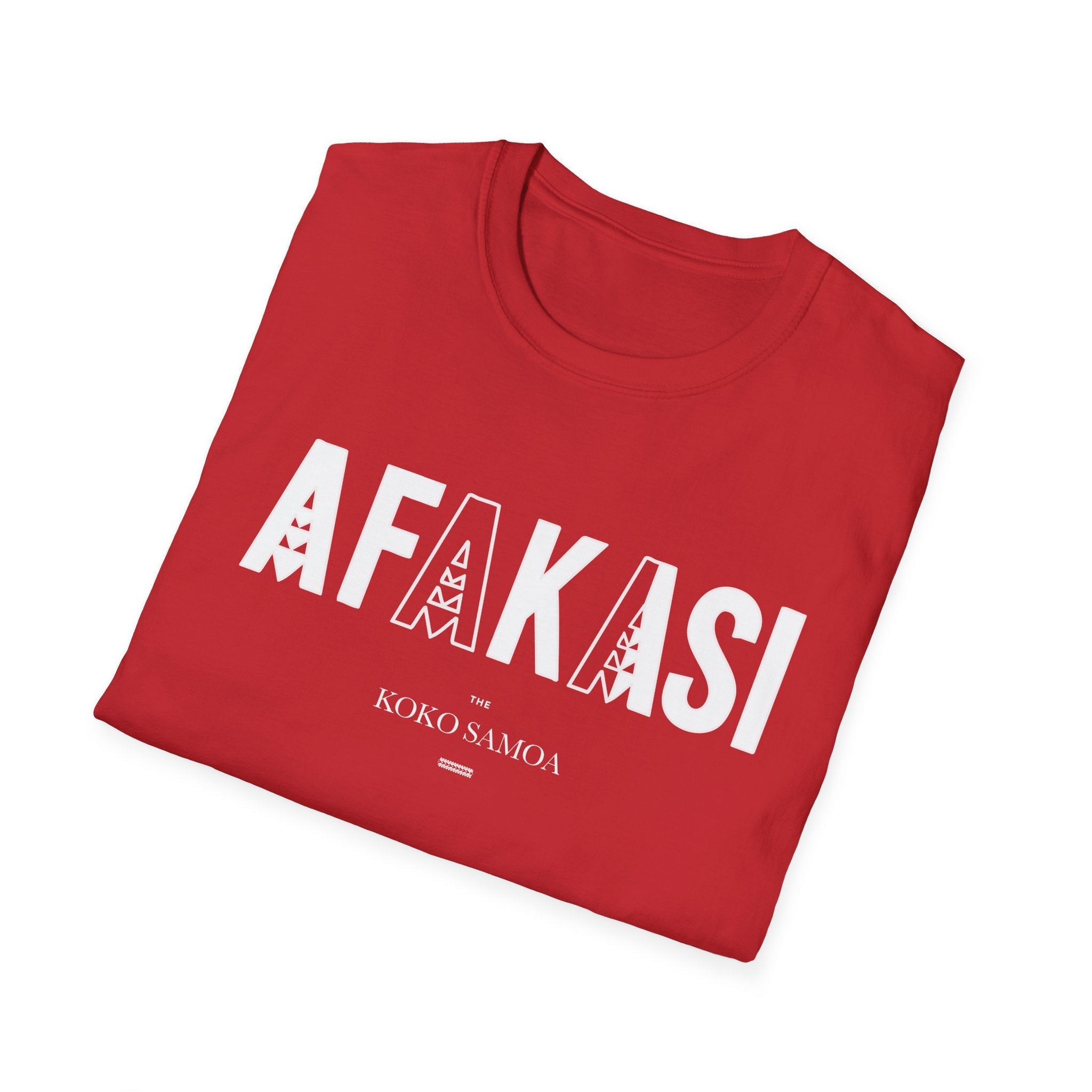Charcoal unisex soft tee from The Print Bar featuring the Afakasi design, comfortable fit for AU/NZ sizes S.