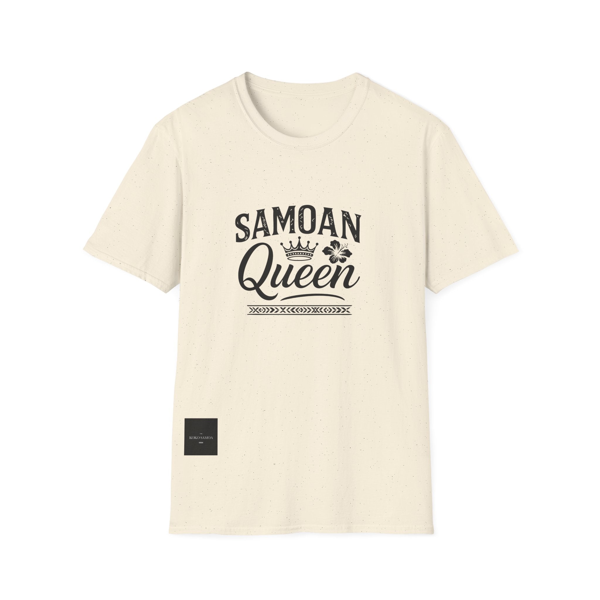 Charcoal soft unisex T-shirt featuring Samoan Queen AU/NZ design by The Print Bar, casual fit and comfortable fabric.