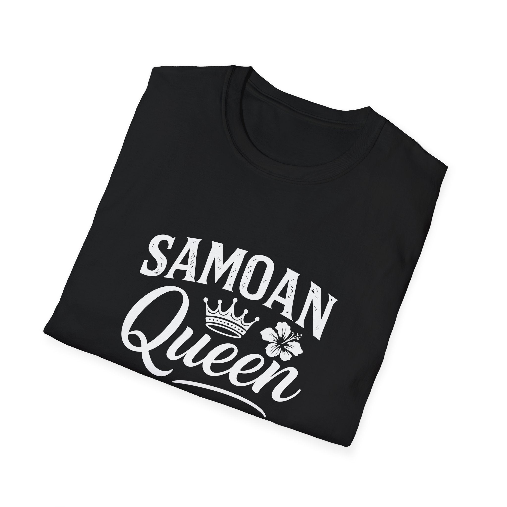 Charcoal soft unisex T-shirt featuring Samoan Queen AU/NZ design by The Print Bar, casual and comfortable fit.