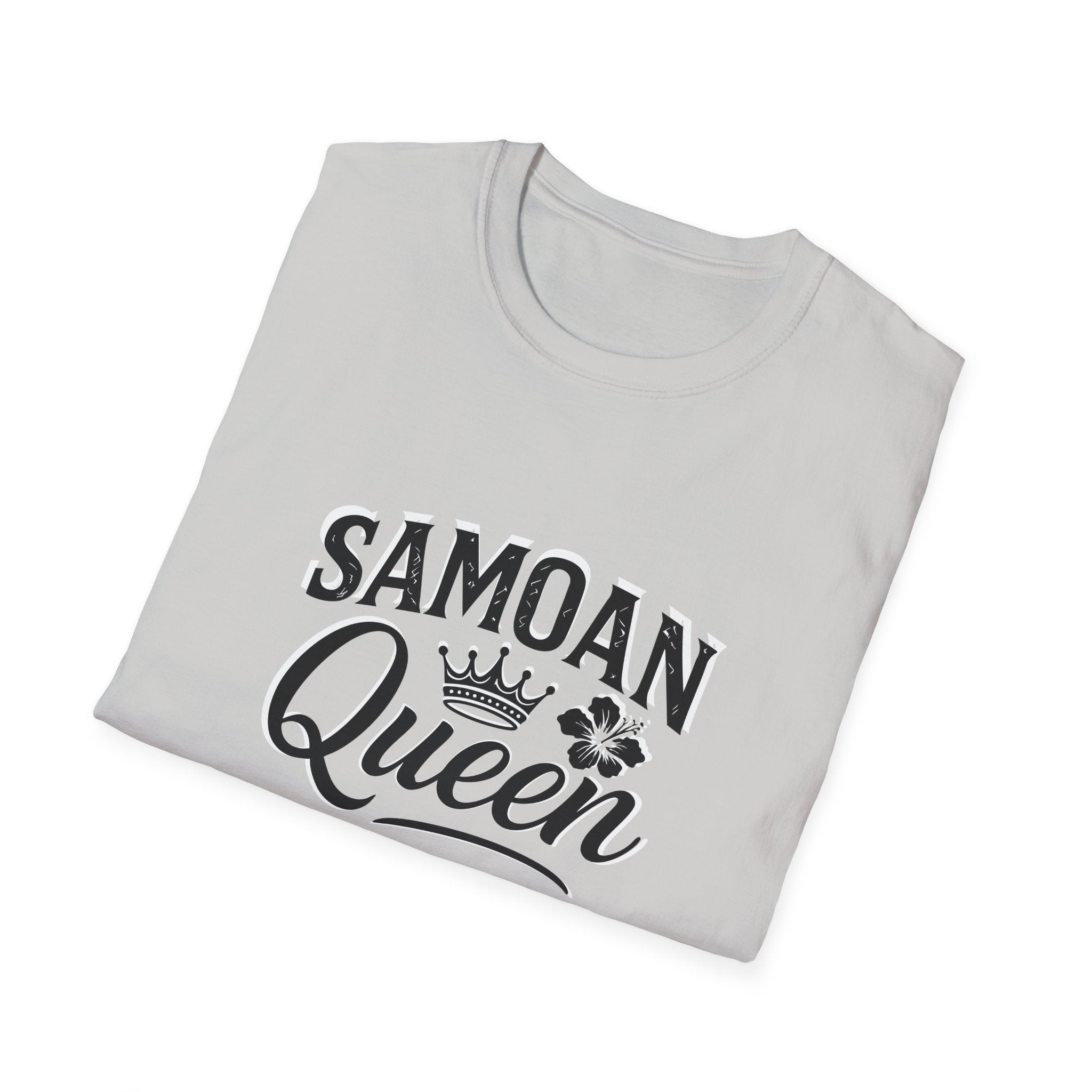 Charcoal soft unisex T-shirt by The Print Bar featuring a Samoan Queen AU/NZ design, casual and comfortable fit.