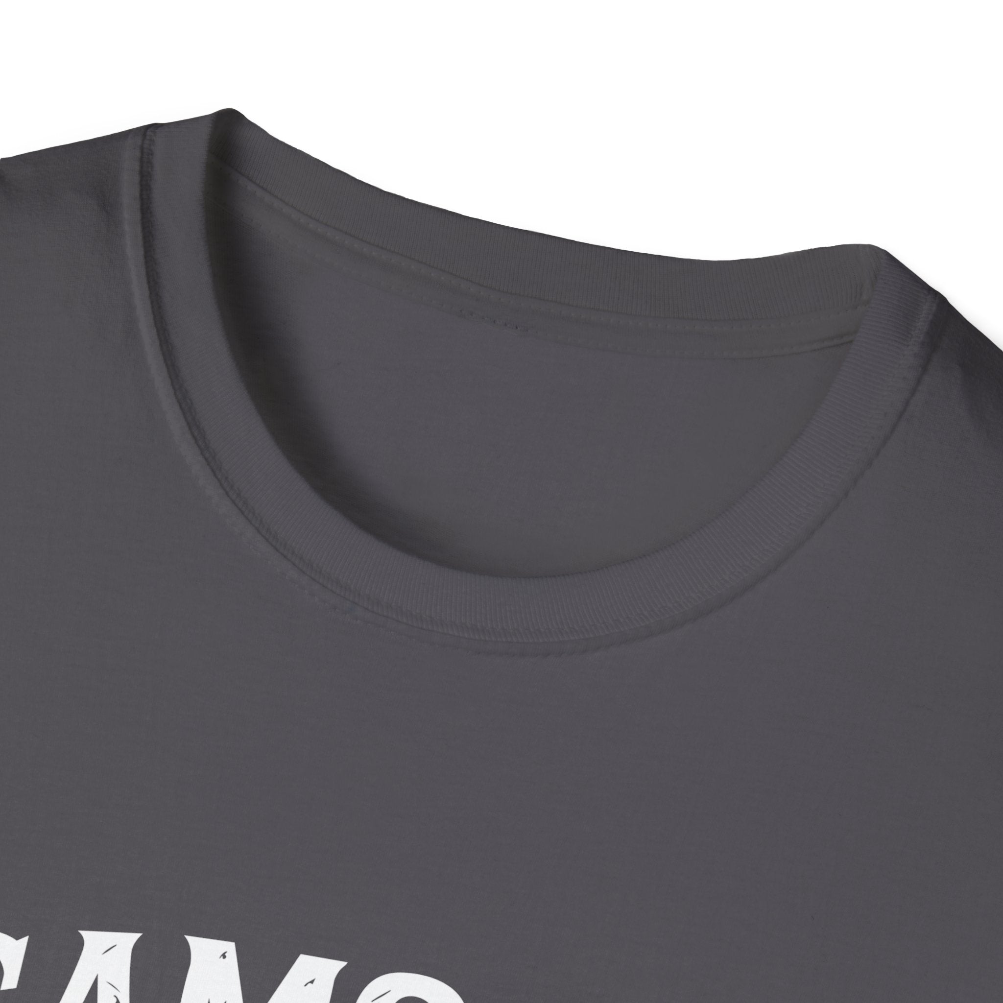 Charcoal soft unisex T-shirt featuring Samoan Queen AU/NZ design by The Print Bar, casual and comfortable fit.